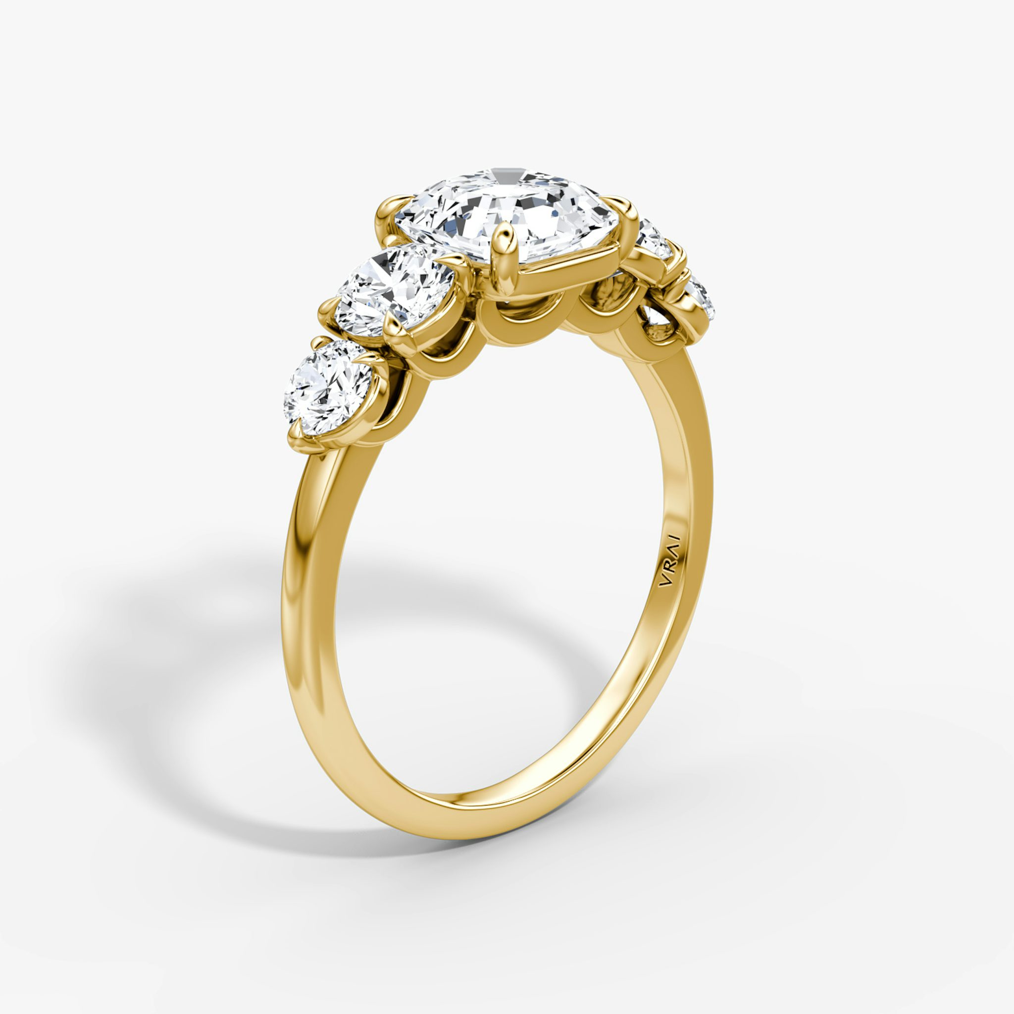 The Signature Five Stone | Asscher | 18k | Yellow Gold | bandAccent: Plain | diamondOrientation: vertical | caratWeight: other