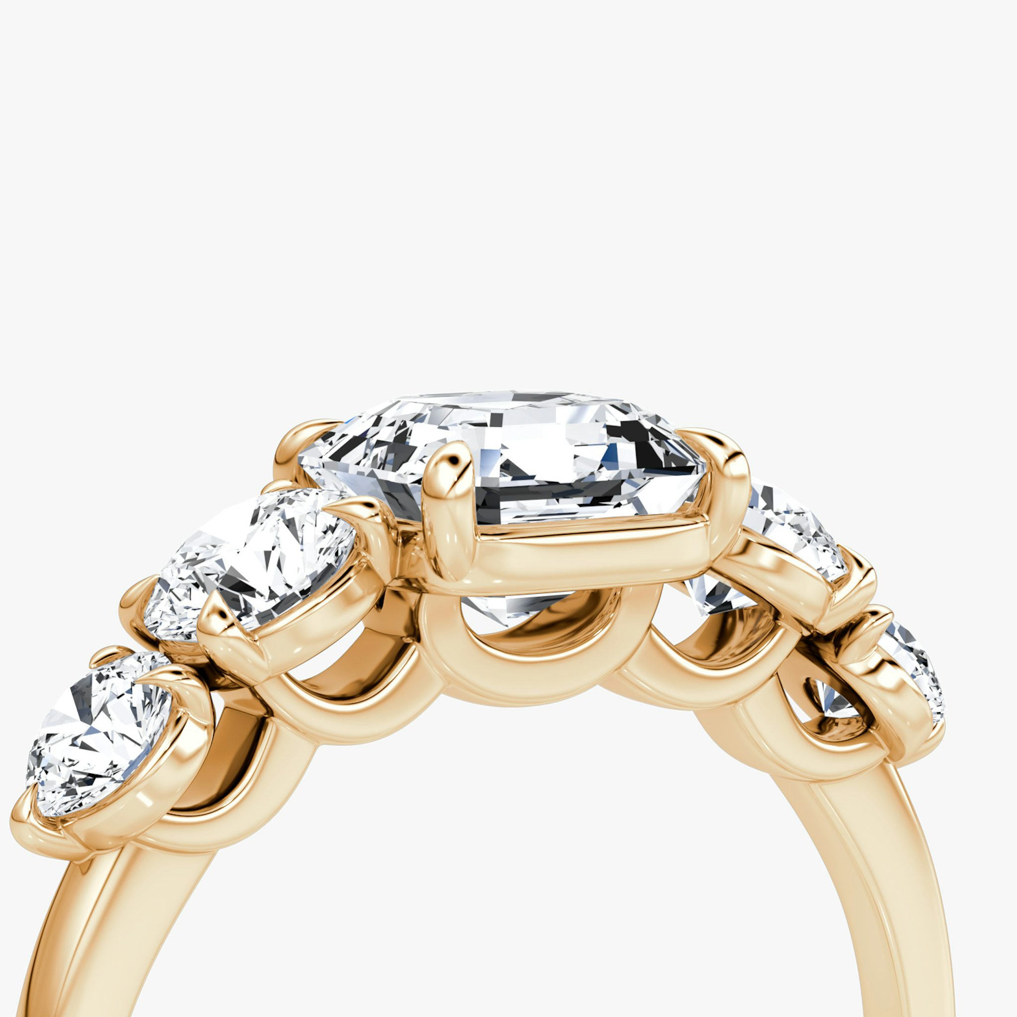 The Signature Five Stone | Asscher | 14k | Rose Gold | bandAccent: Plain | diamondOrientation: vertical | caratWeight: other