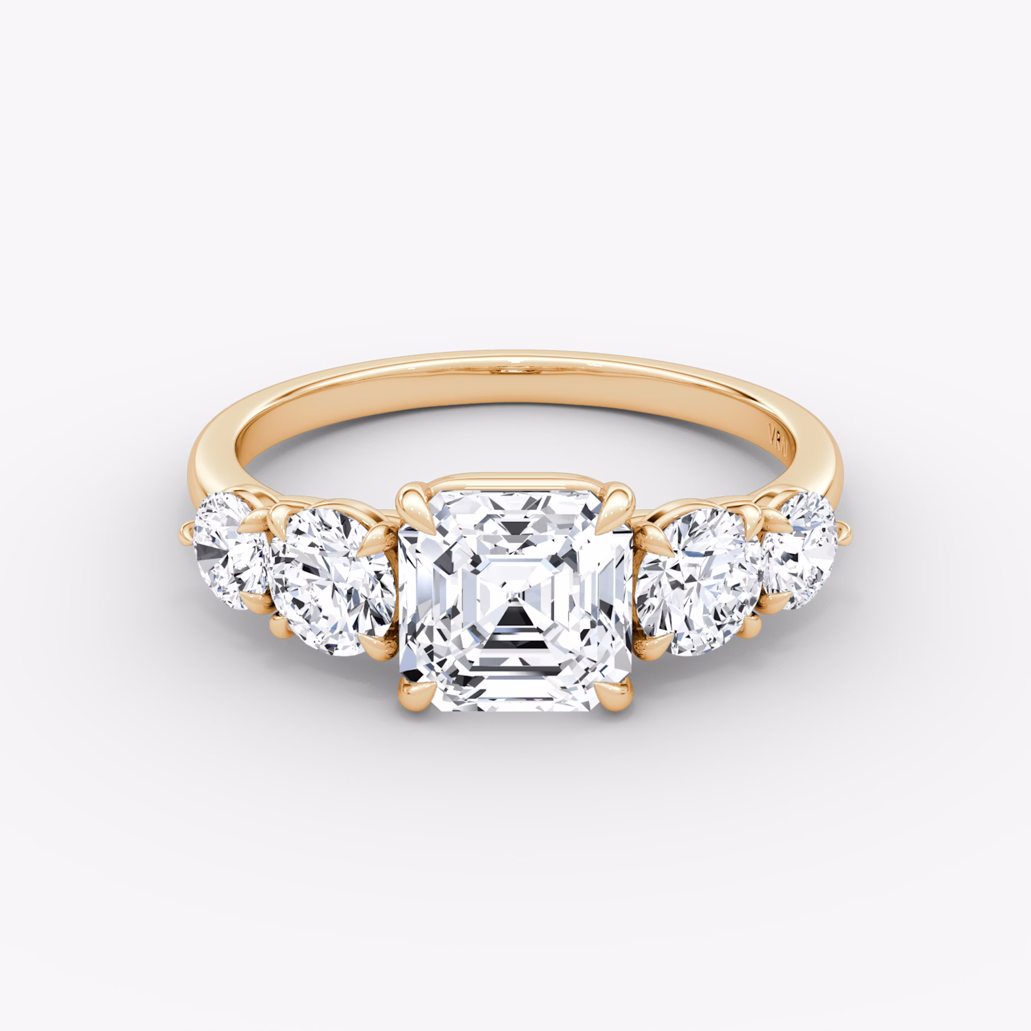 The Signature Five Stone | Asscher | 14k | Rose Gold | bandAccent: Plain | diamondOrientation: vertical | caratWeight: other