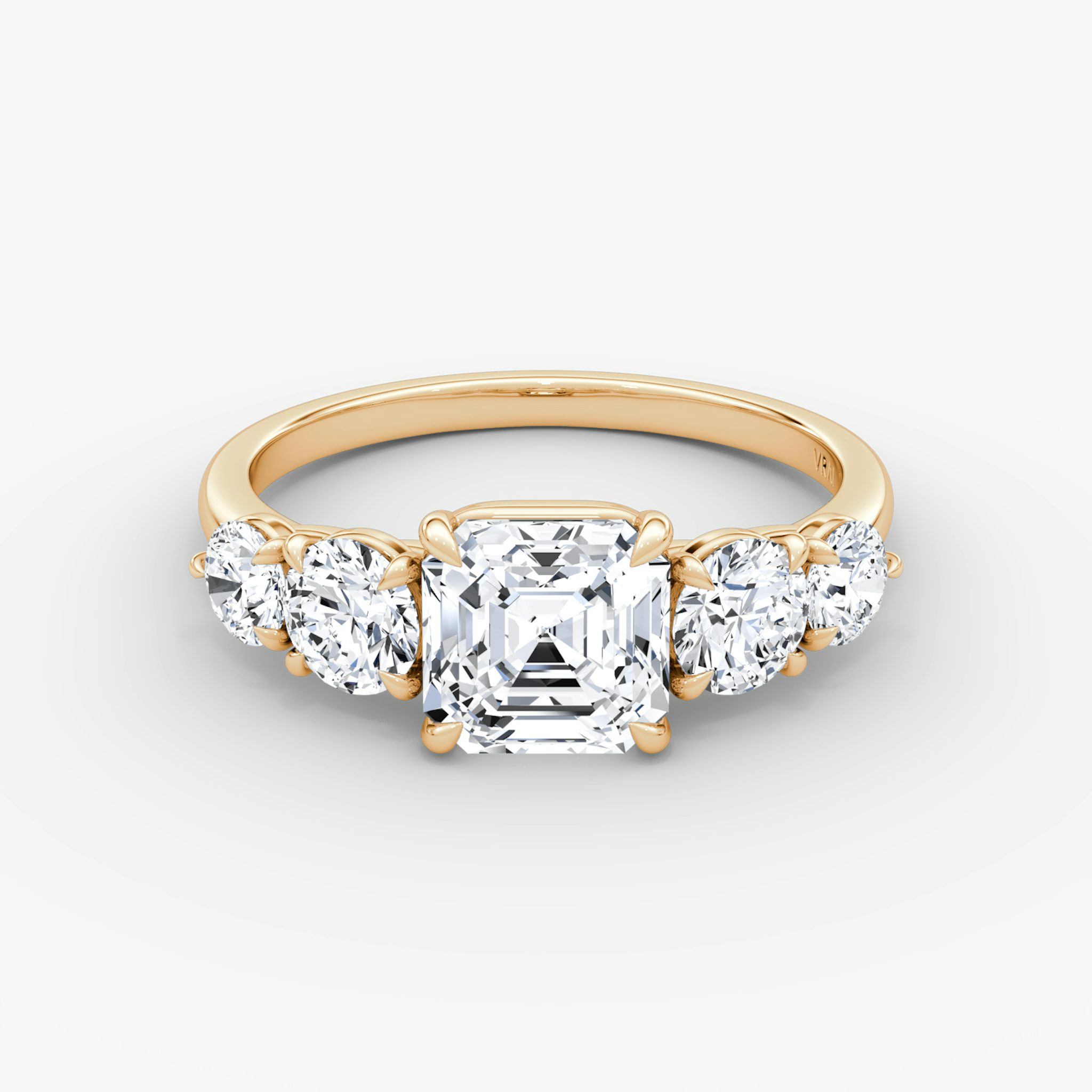 The Signature Five Stone | Asscher | 14k | Rose Gold | bandAccent: Plain | diamondOrientation: vertical | caratWeight: other
