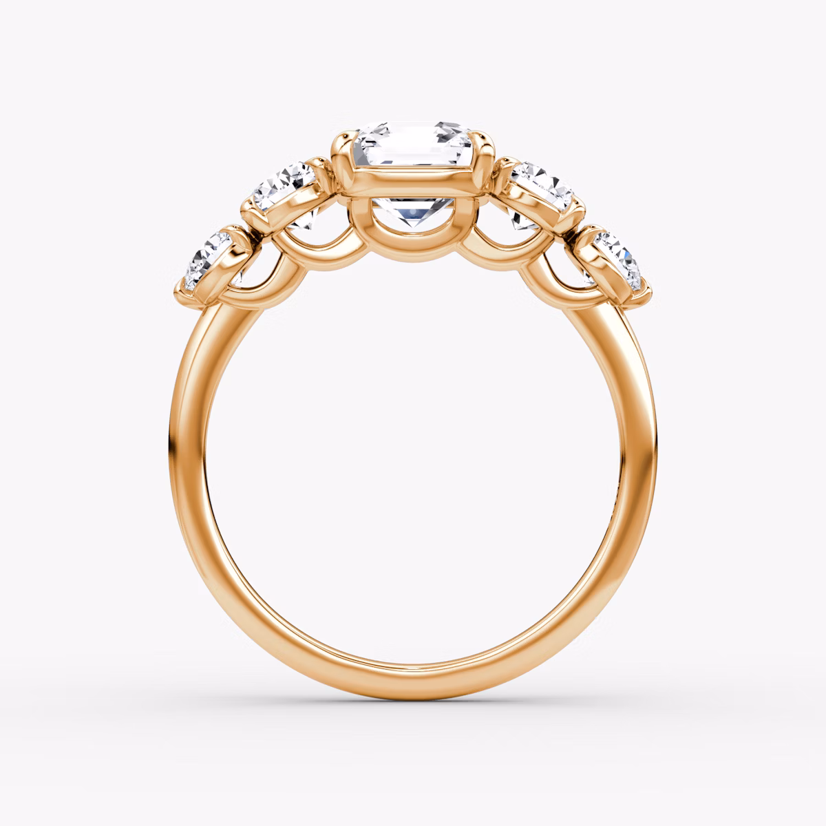 The Signature Five Stone | Asscher | 14k | Rose Gold | bandAccent: Plain | diamondOrientation: vertical | caratWeight: other