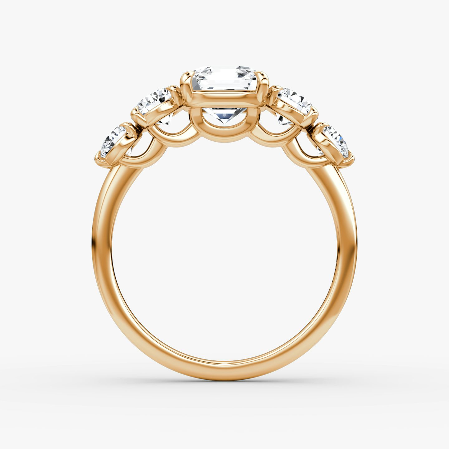 The Signature Five Stone | Asscher | 14k | Rose Gold | bandAccent: Plain | diamondOrientation: vertical | caratWeight: other