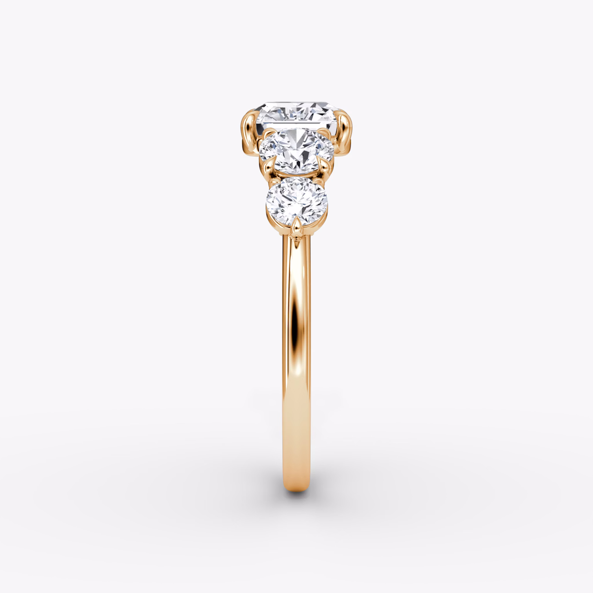The Signature Five Stone | Asscher | 14k | Rose Gold | bandAccent: Plain | diamondOrientation: vertical | caratWeight: other