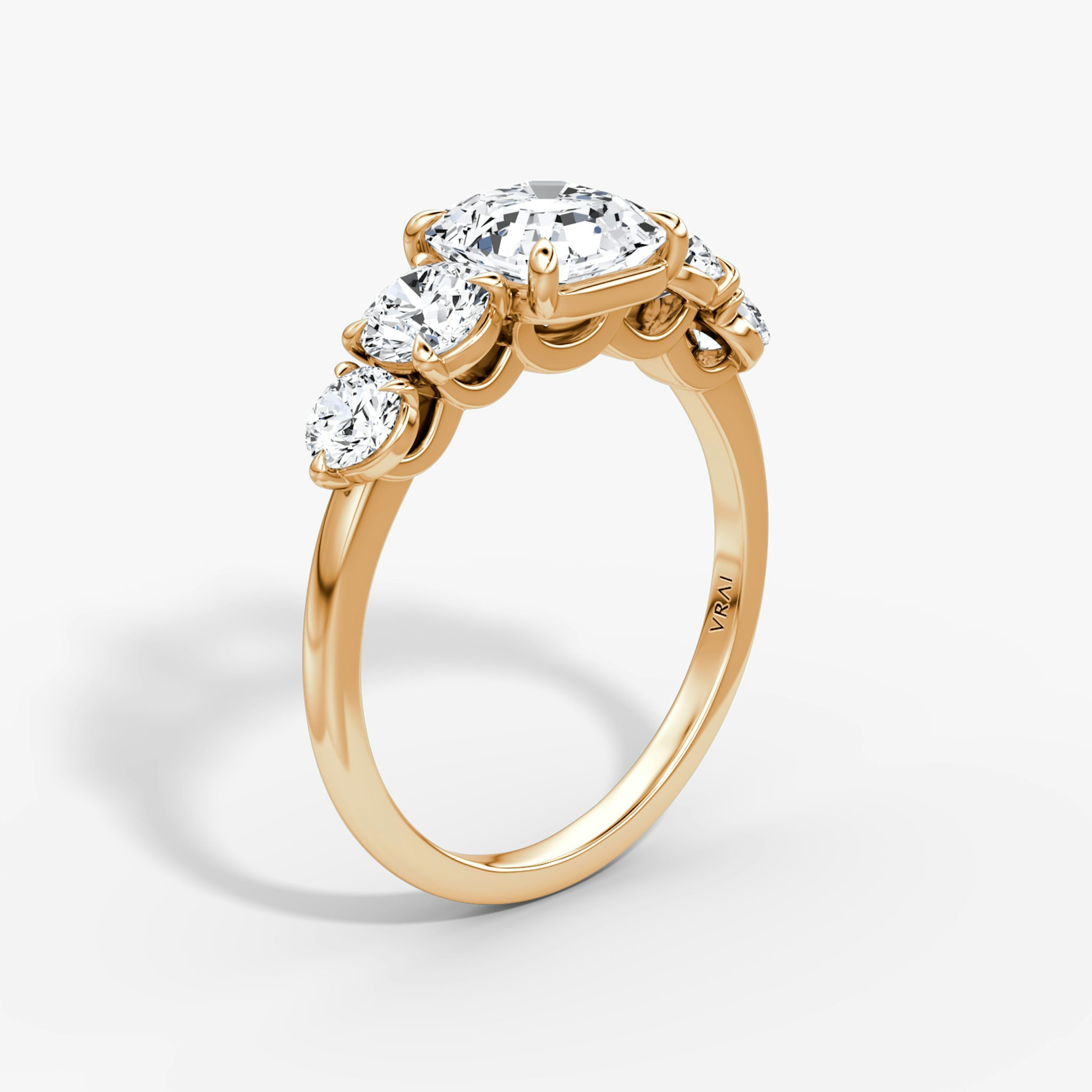 The Signature Five Stone | Asscher | 14k | Rose Gold | bandAccent: Plain | diamondOrientation: vertical | caratWeight: other