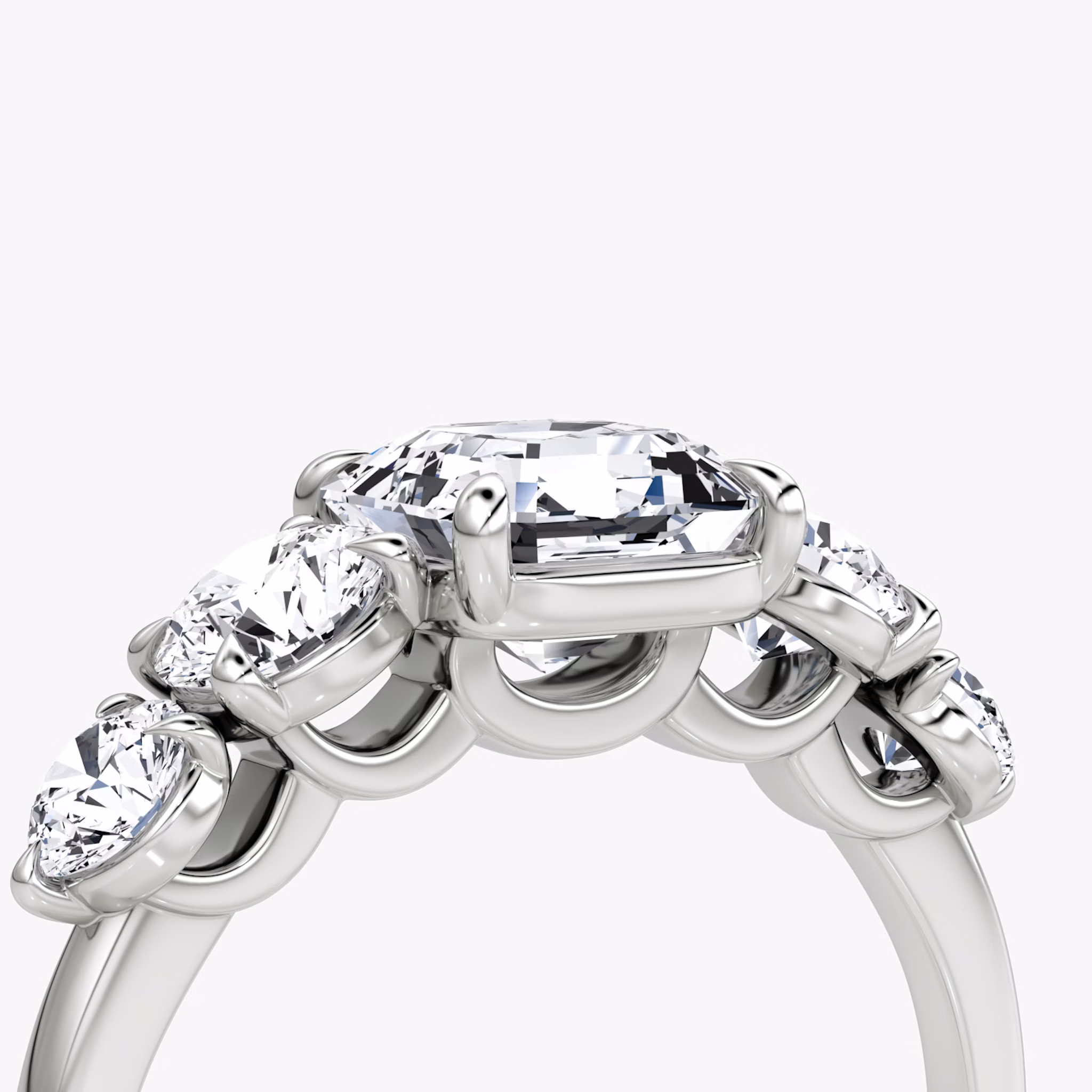 The Signature Five Stone | Asscher | 18k | White Gold | bandAccent: Plain | diamondOrientation: vertical | caratWeight: other