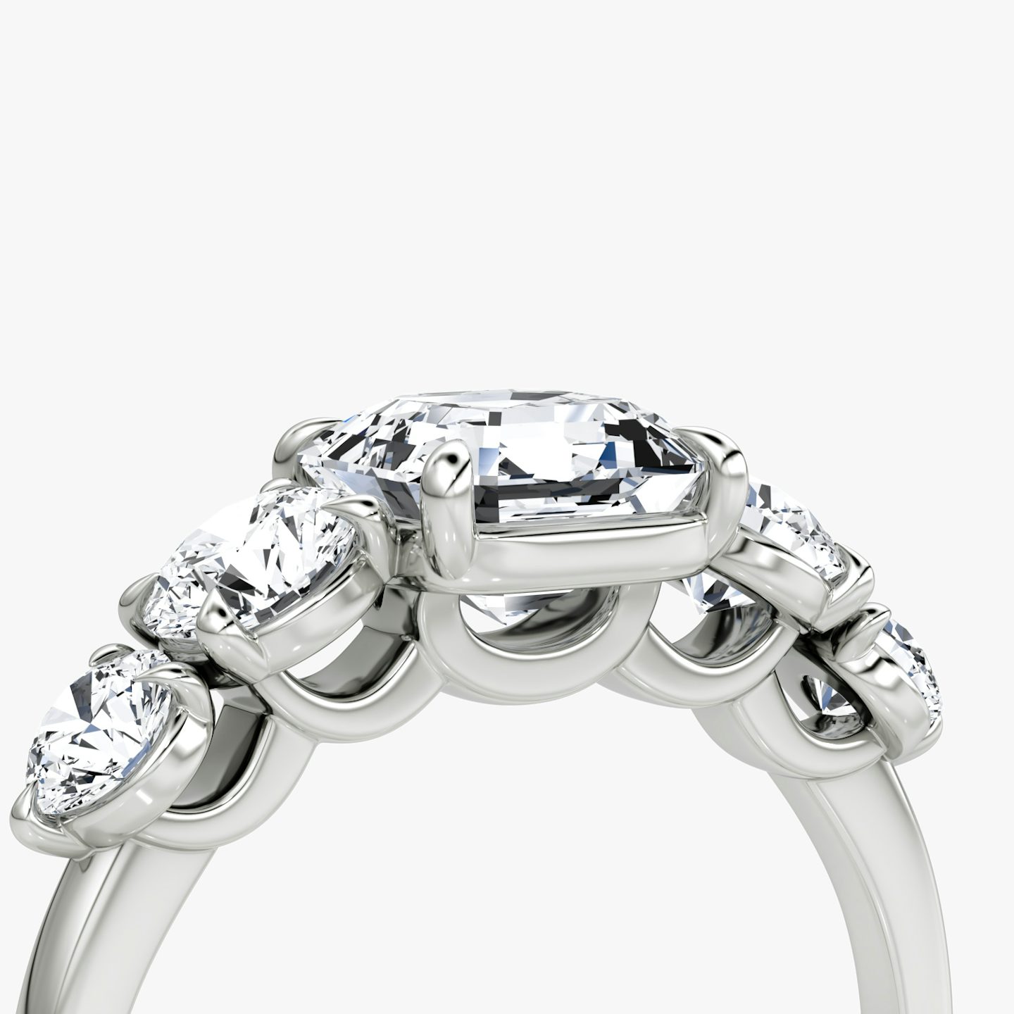 The Signature Five Stone | Asscher | 18k | White Gold | bandAccent: Plain | diamondOrientation: vertical | caratWeight: other