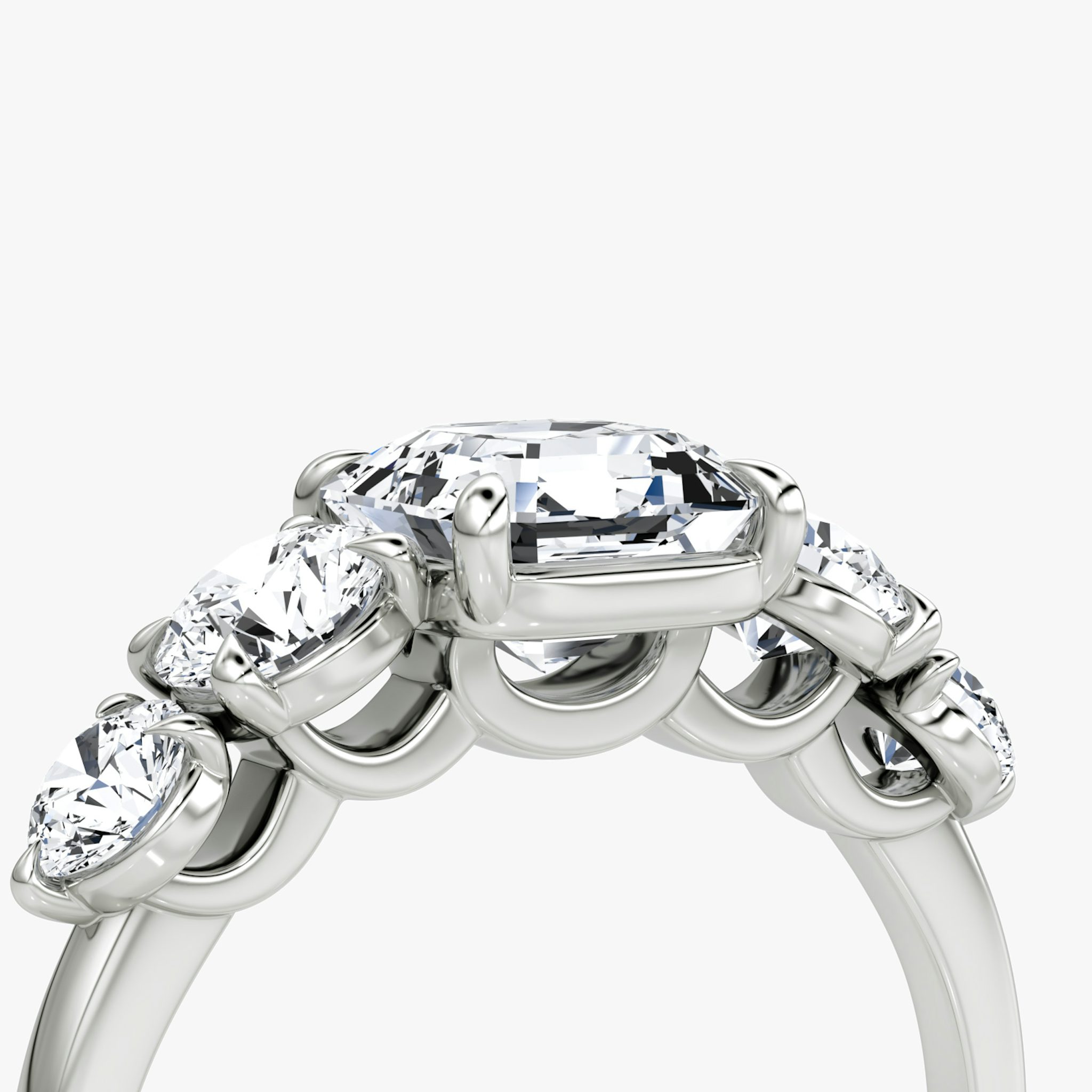 The Signature Five Stone | Asscher | 18k | White Gold | bandAccent: Plain | diamondOrientation: vertical | caratWeight: other