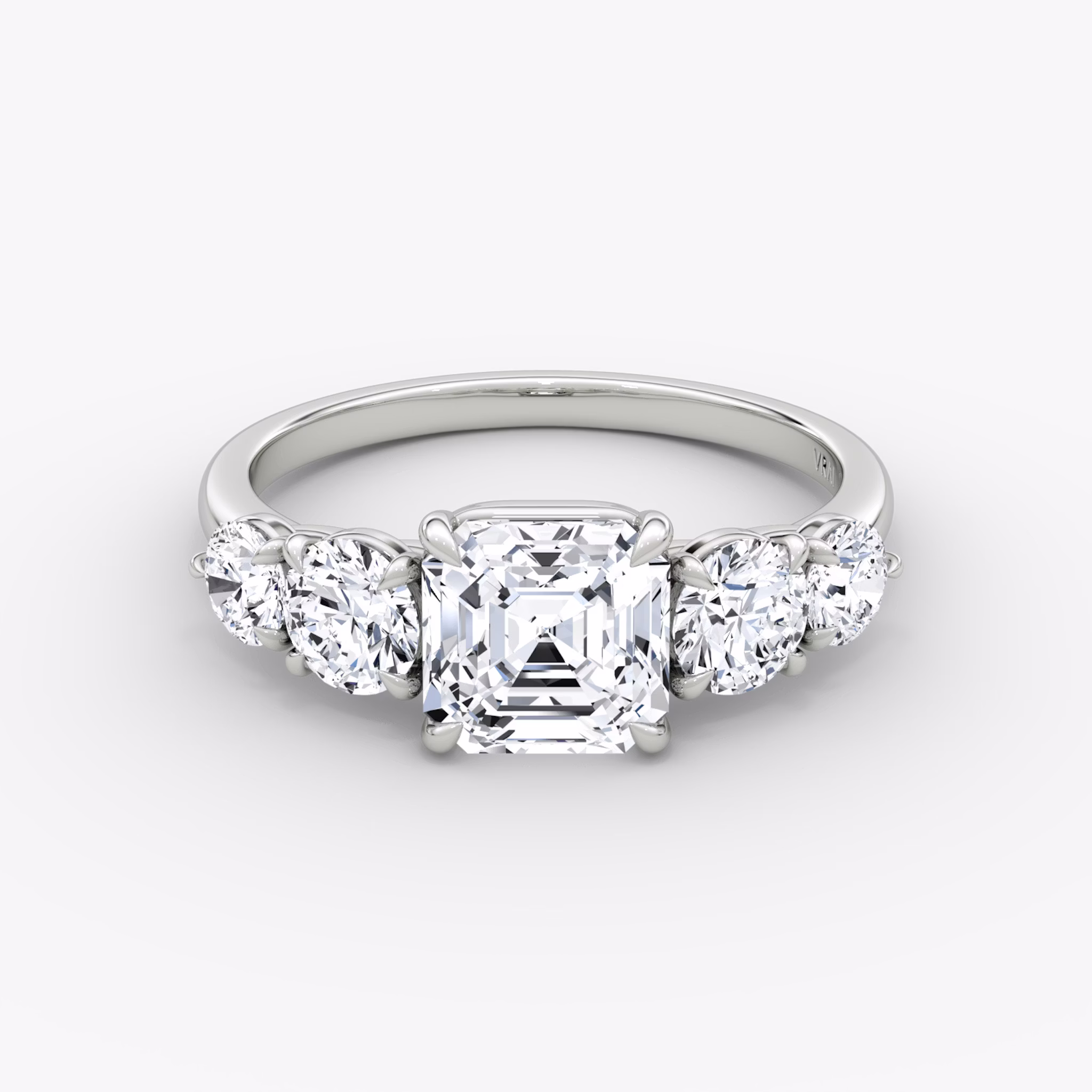 The Signature Five Stone | Asscher | 18k | White Gold | bandAccent: Plain | diamondOrientation: vertical | caratWeight: other