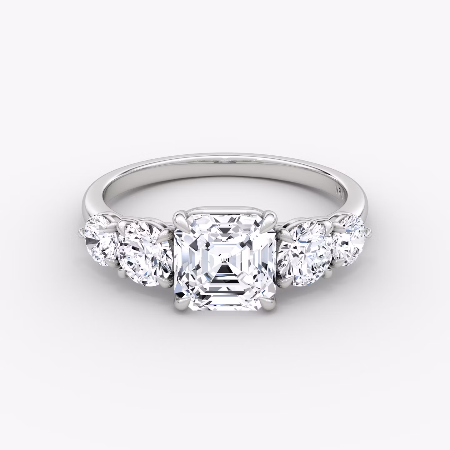 The Signature Five Stone | Asscher | 18k | White Gold | bandAccent: Plain | diamondOrientation: vertical | caratWeight: other