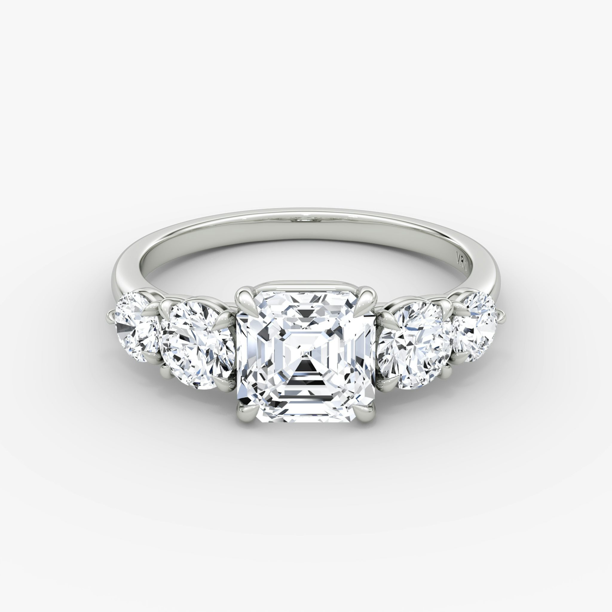 The Signature Five Stone | Asscher | 18k | White Gold | bandAccent: Plain | diamondOrientation: vertical | caratWeight: other