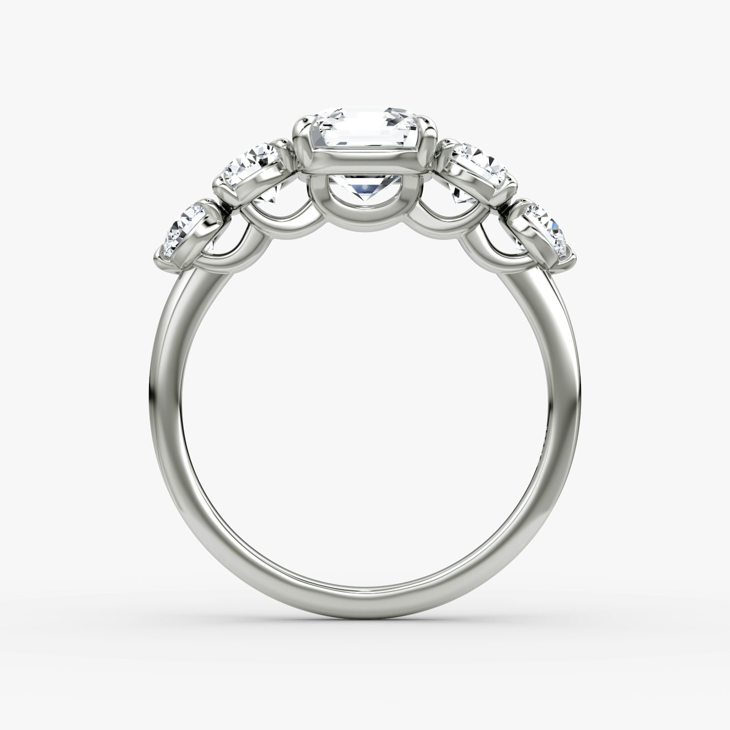 The Signature Five Stone | Asscher | 18k | White Gold | bandAccent: Plain | diamondOrientation: vertical | caratWeight: other
