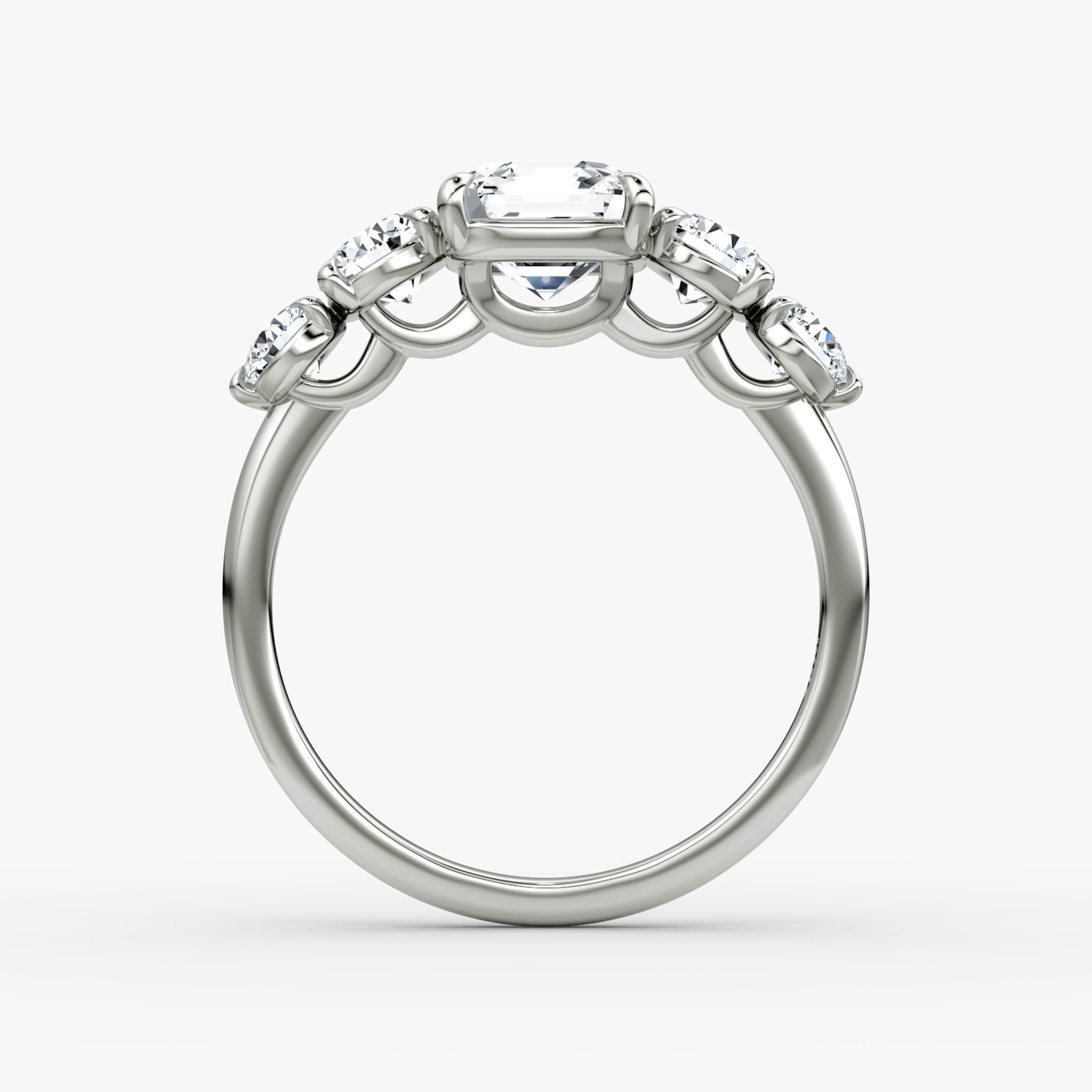 The Signature Five Stone | Asscher | 18k | White Gold | bandAccent: Plain | diamondOrientation: vertical | caratWeight: other