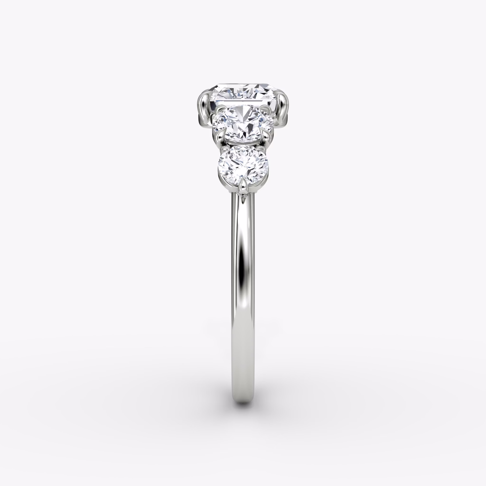 The Signature Five Stone | Asscher | 18k | White Gold | bandAccent: Plain | diamondOrientation: vertical | caratWeight: other