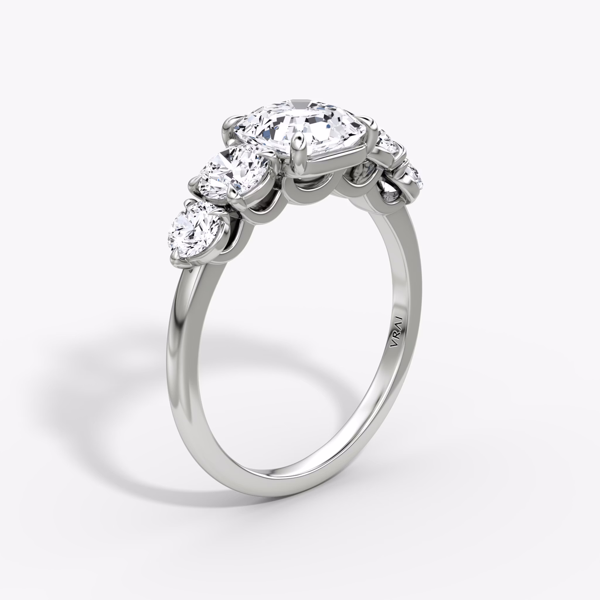 The Signature Five Stone | Asscher | 18k | White Gold | bandAccent: Plain | diamondOrientation: vertical | caratWeight: other