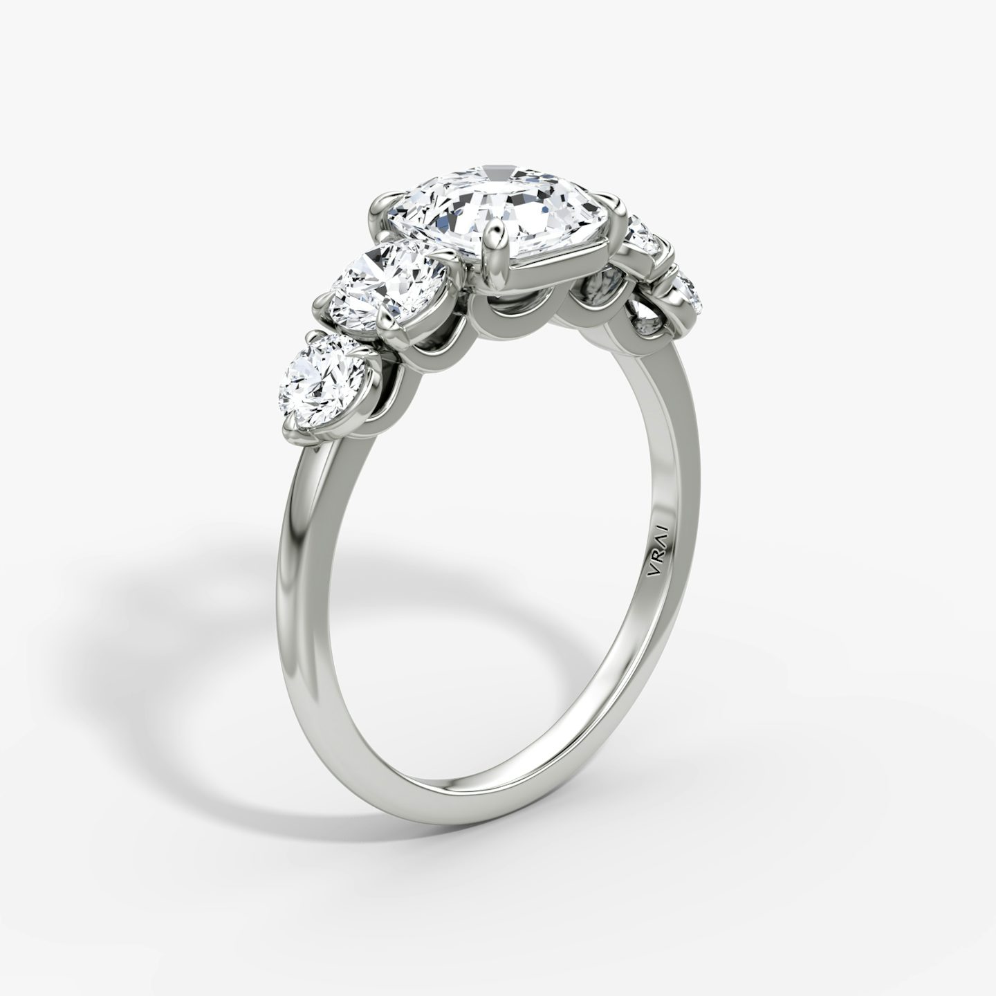 The Signature Five Stone | Asscher | 18k | White Gold | bandAccent: Plain | diamondOrientation: vertical | caratWeight: other