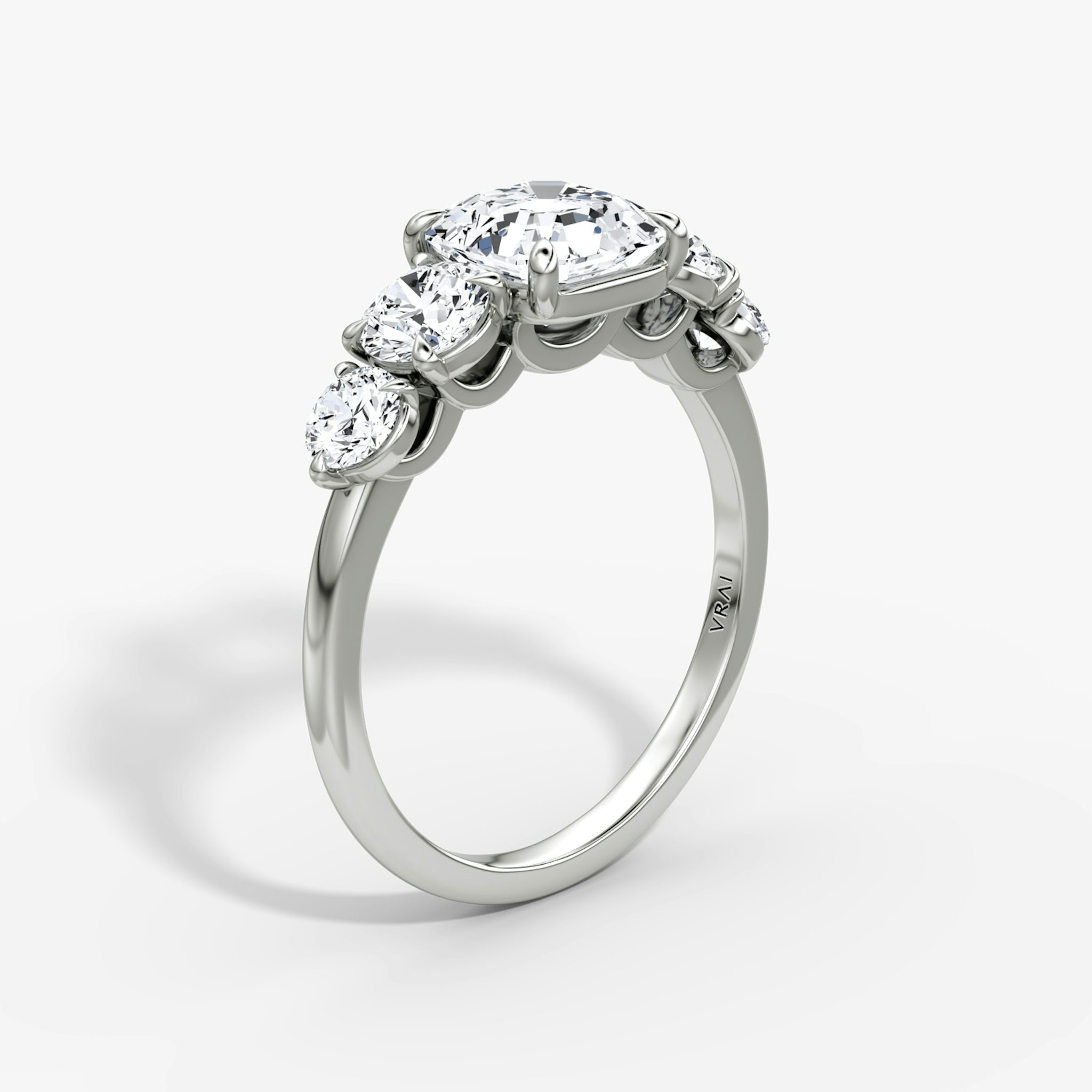 The Signature Five Stone | Asscher | 18k | White Gold | bandAccent: Plain | diamondOrientation: vertical | caratWeight: other