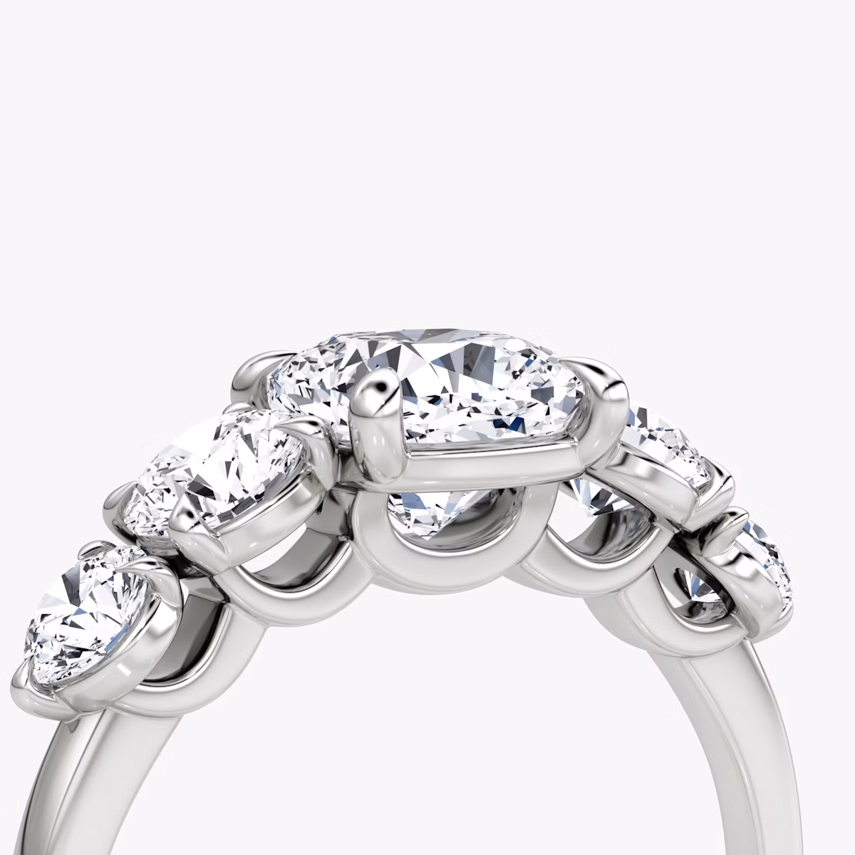 The Signature Five Stone | Cushion | Platinum | bandAccent: Plain | diamondOrientation: vertical | caratWeight: other