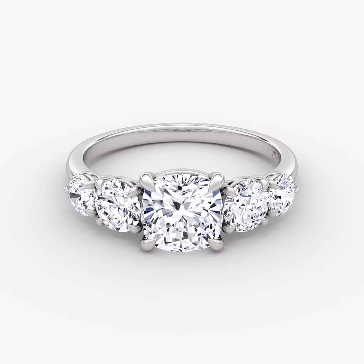 The Signature Five Stone | Cushion | Platinum | bandAccent: Plain | diamondOrientation: vertical | caratWeight: other
