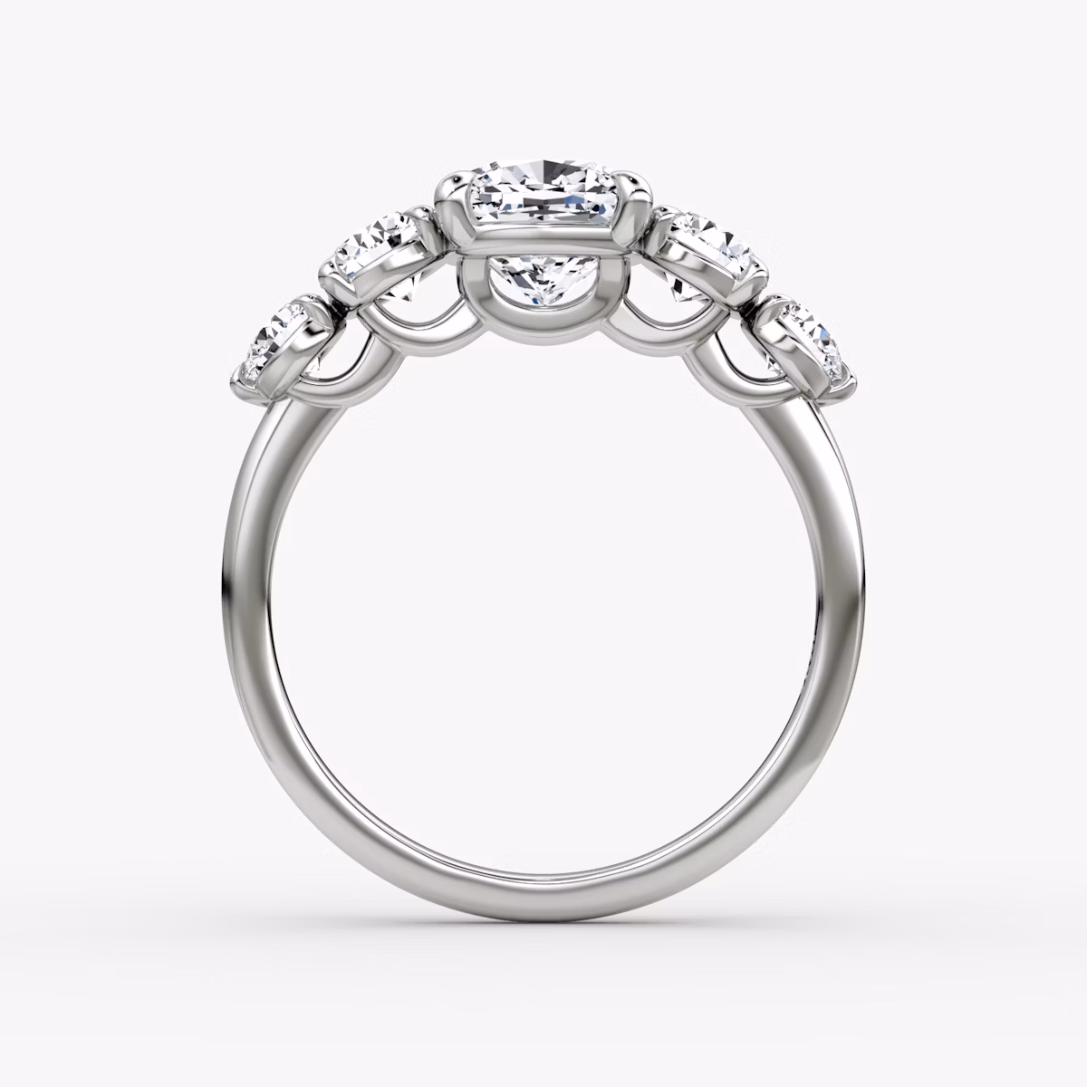 The Signature Five Stone | Cushion | Platinum | bandAccent: Plain | diamondOrientation: vertical | caratWeight: other