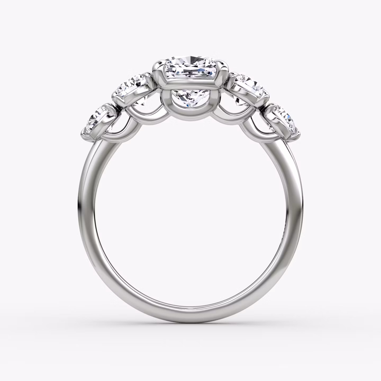 The Signature Five Stone | Cushion | 18k | White Gold | bandAccent: Plain | diamondOrientation: vertical | caratWeight: other
