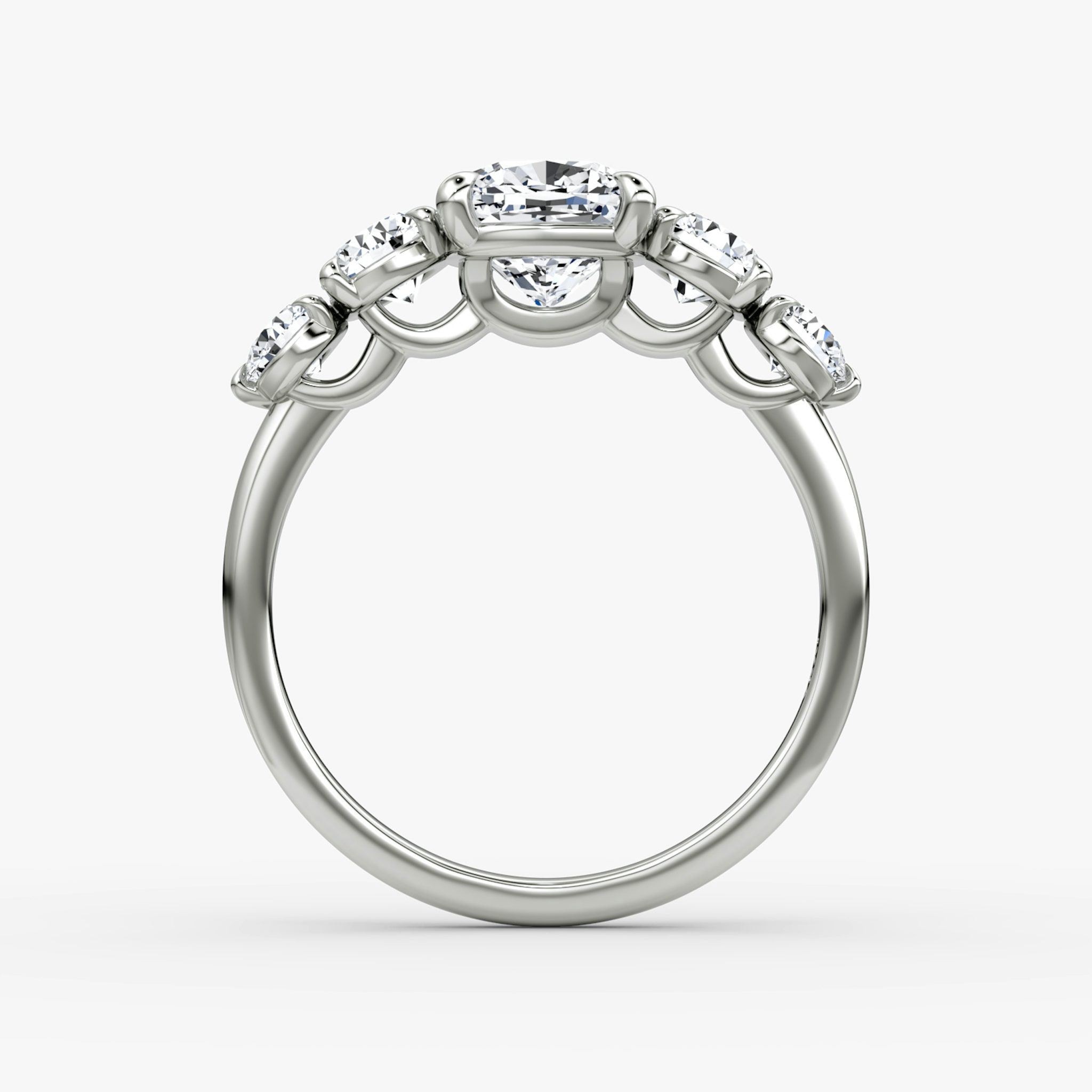 The Signature Five Stone | Cushion | 18k | White Gold | bandAccent: Plain | diamondOrientation: vertical | caratWeight: other