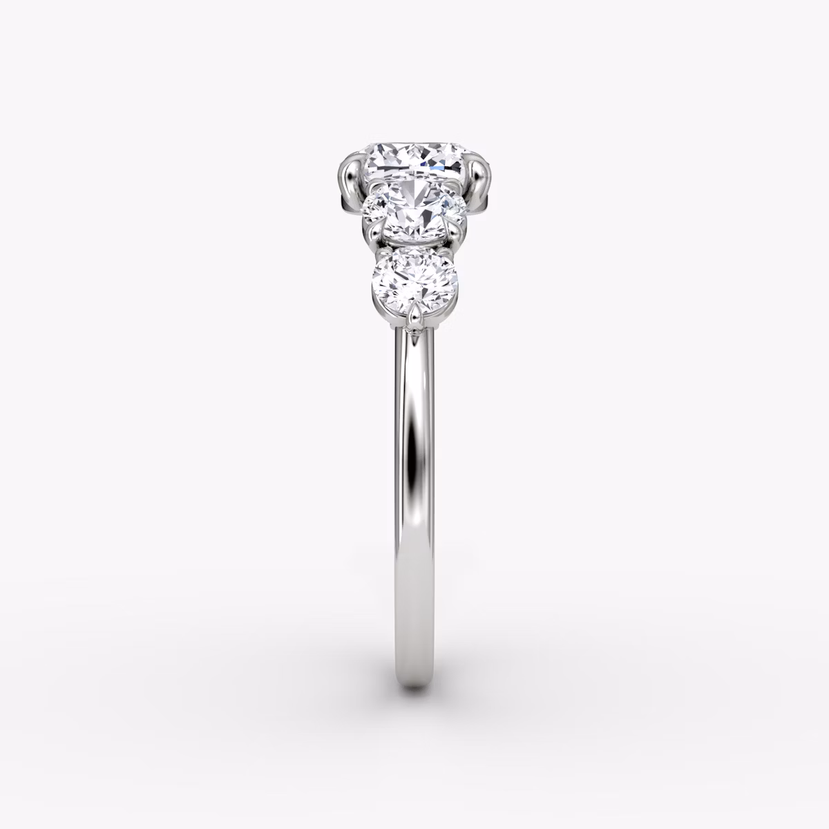 The Signature Five Stone | Cushion | Platinum | bandAccent: Plain | diamondOrientation: vertical | caratWeight: other