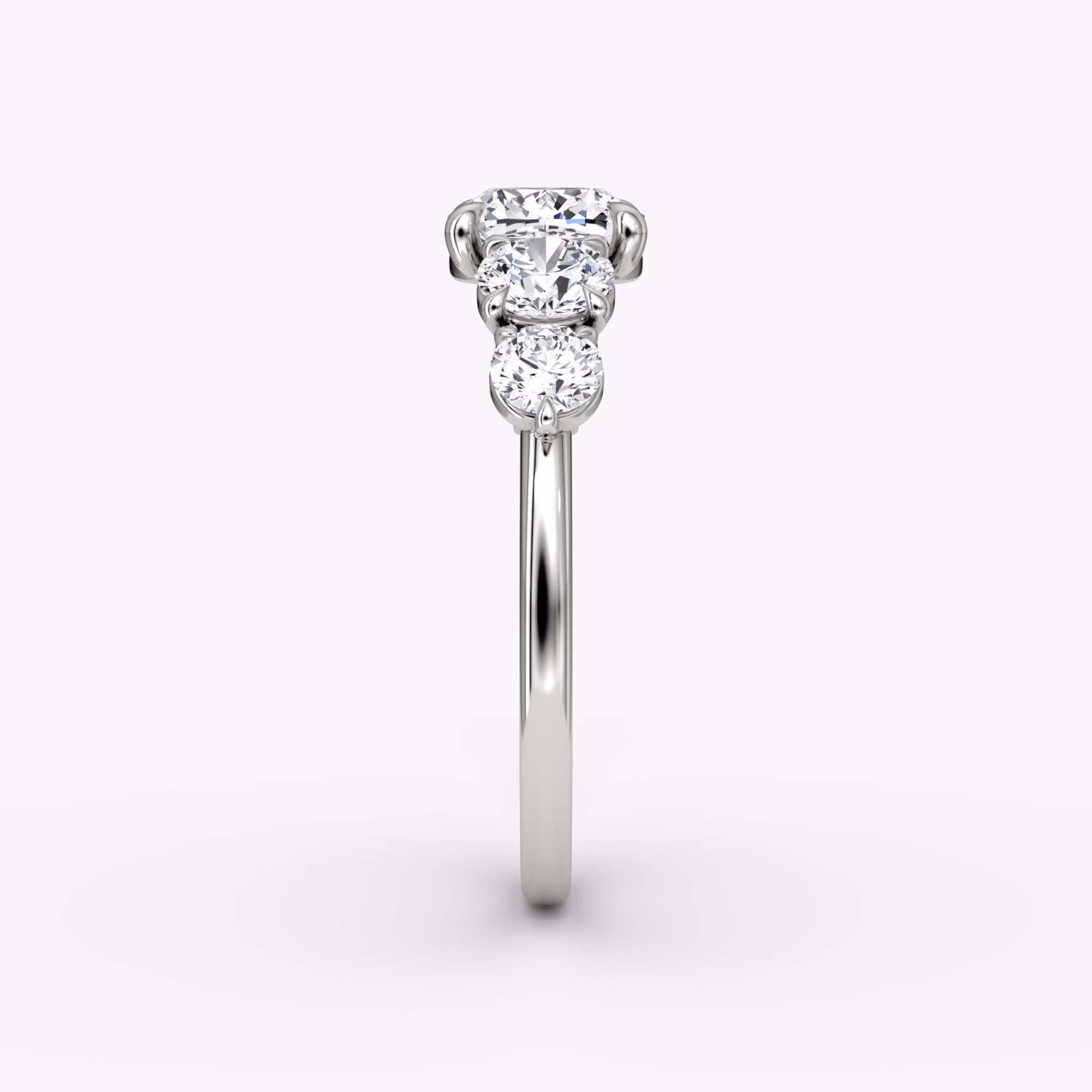 The Signature Five Stone | Cushion | 18k | White Gold | bandAccent: Plain | diamondOrientation: vertical | caratWeight: other