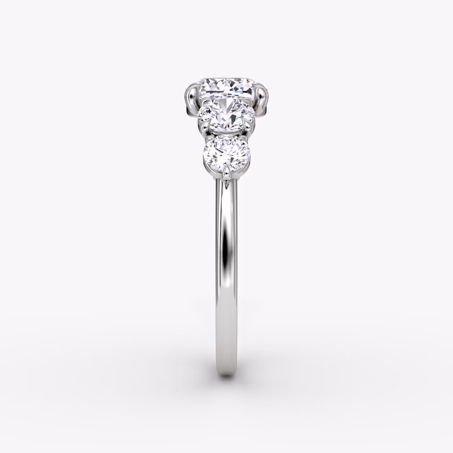 The Signature Five Stone | Cushion | 18k | White Gold | bandAccent: Plain | diamondOrientation: vertical | caratWeight: other