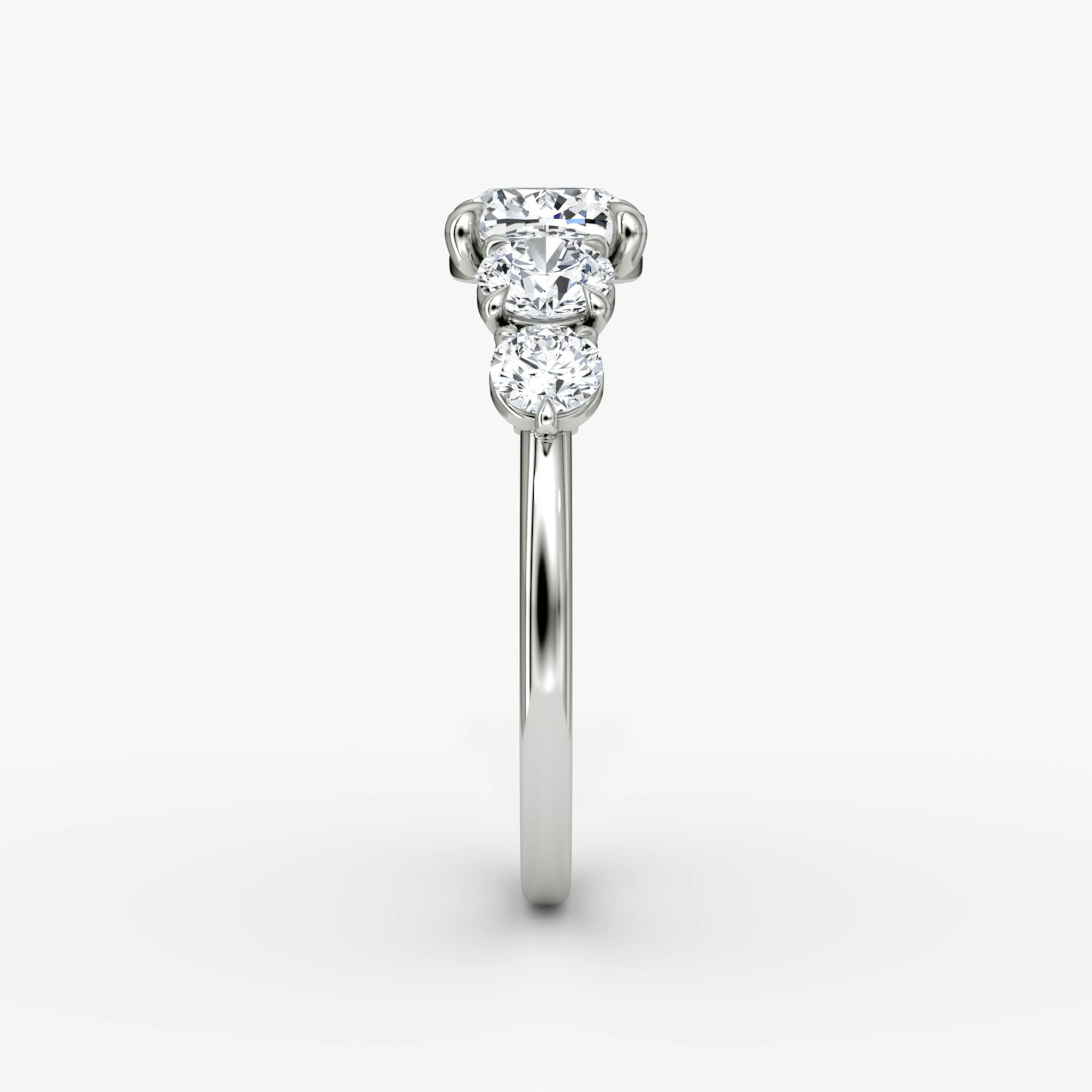 The Signature Five Stone | Cushion | 18k | White Gold | bandAccent: Plain | diamondOrientation: vertical | caratWeight: other