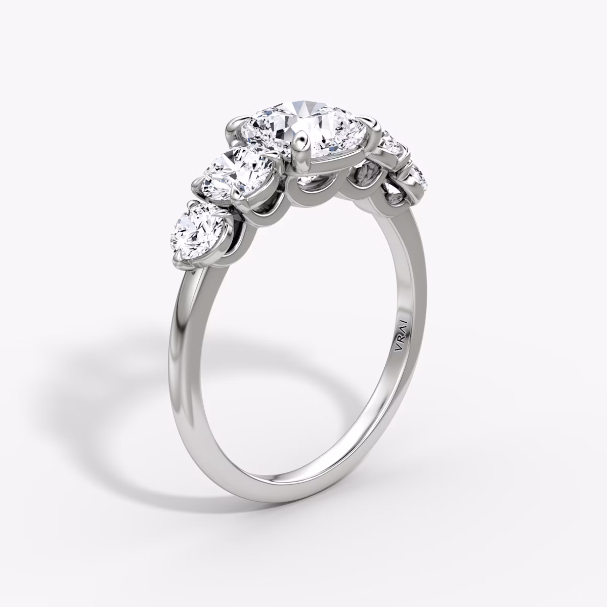 The Signature Five Stone | Cushion | Platinum | bandAccent: Plain | diamondOrientation: vertical | caratWeight: other