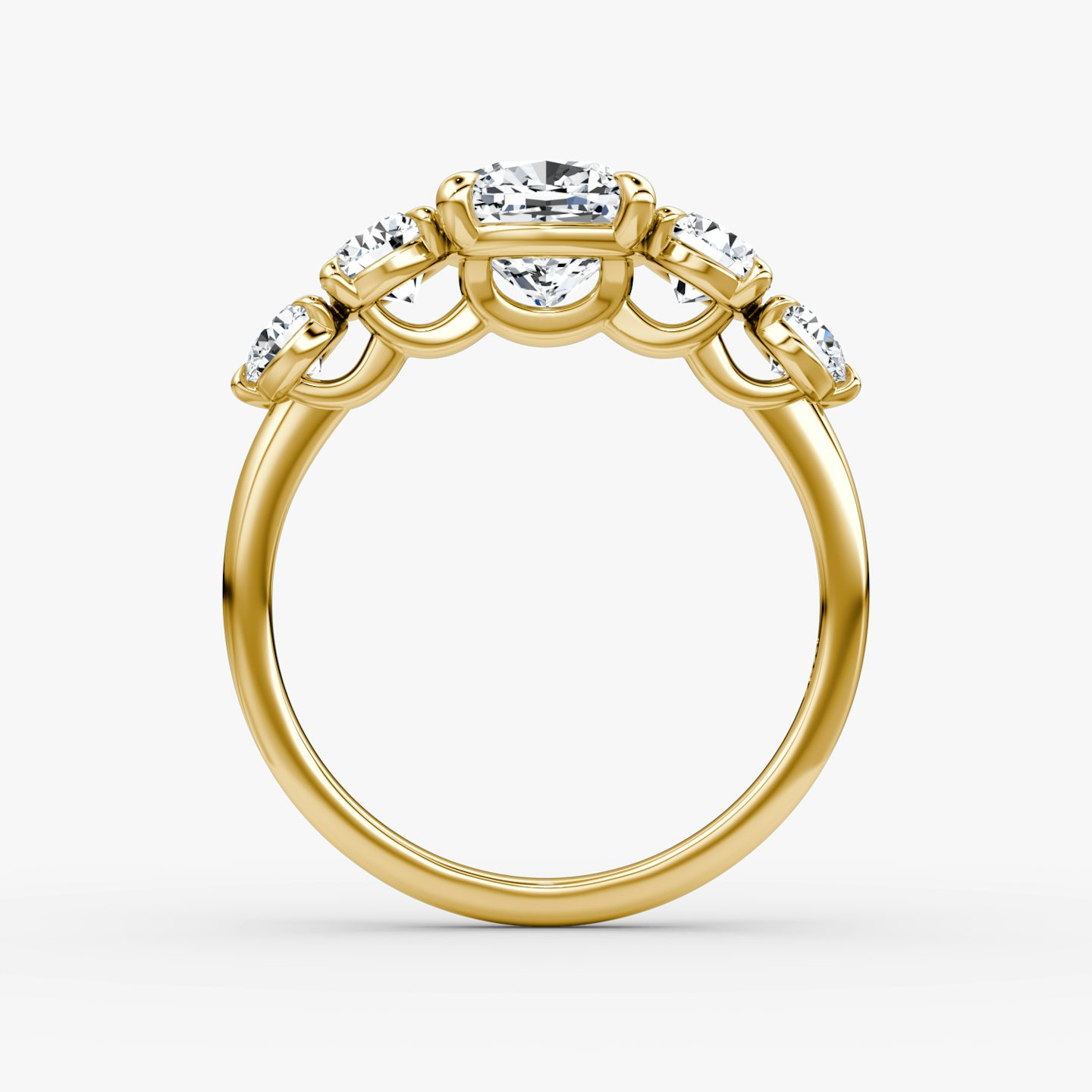 The Signature Five Stone | Cushion | 18k | Yellow Gold | bandAccent: Plain | diamondOrientation: vertical | caratWeight: other