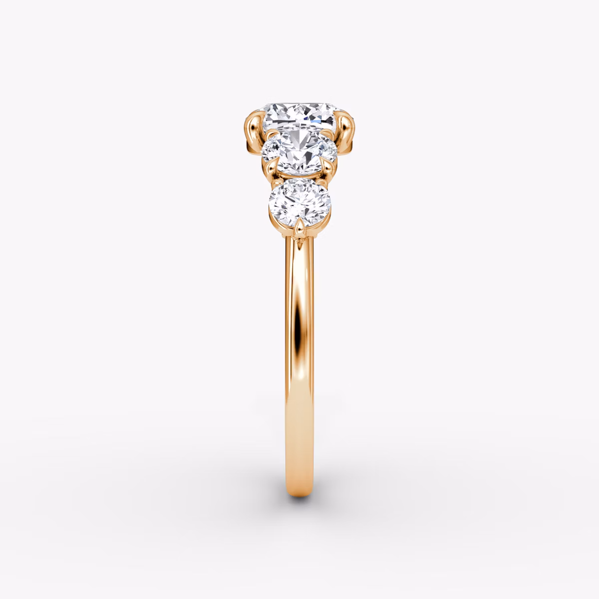 The Signature Five Stone | Cushion | 14k | Rose Gold | bandAccent: Plain | diamondOrientation: vertical | caratWeight: other