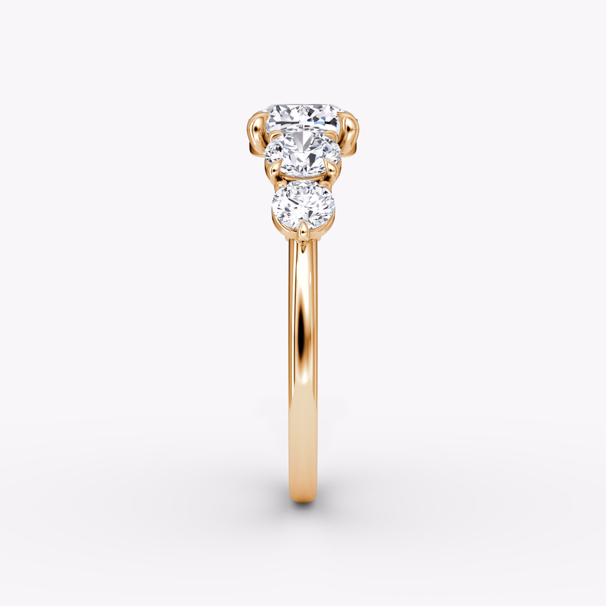 The Signature Five Stone | Cushion | 14k | Rose Gold | bandAccent: Plain | diamondOrientation: vertical | caratWeight: other