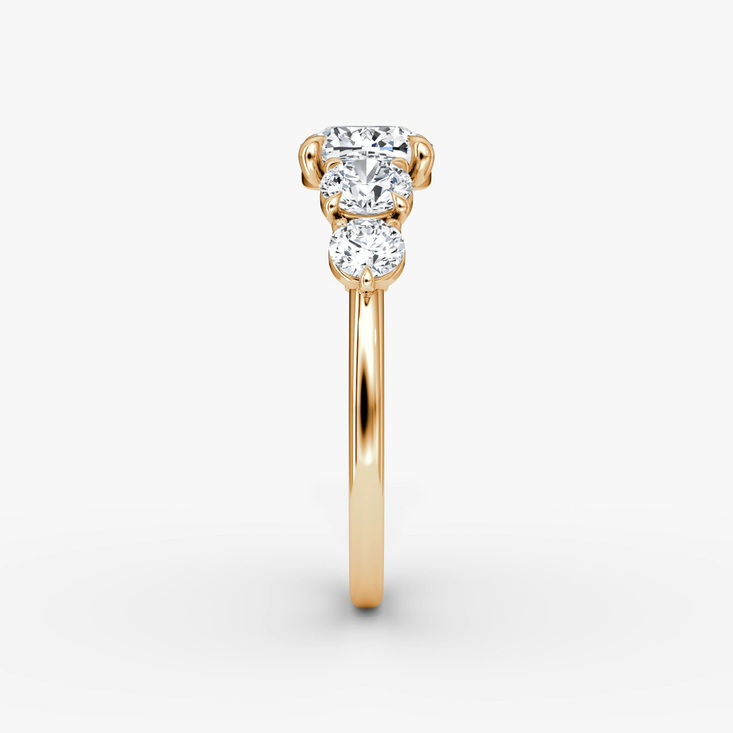 The Signature Five Stone | Cushion | 14k | Rose Gold | bandAccent: Plain | diamondOrientation: vertical | caratWeight: other