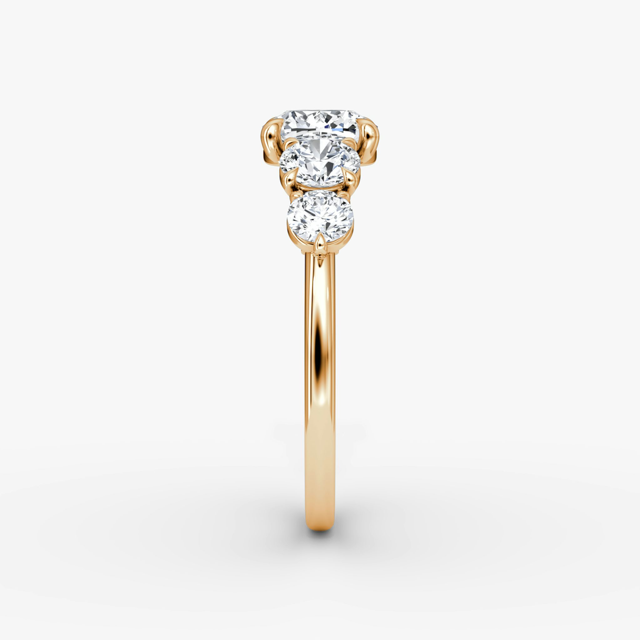 The Signature Five Stone | Cushion | 14k | Rose Gold | bandAccent: Plain | diamondOrientation: vertical | caratWeight: other