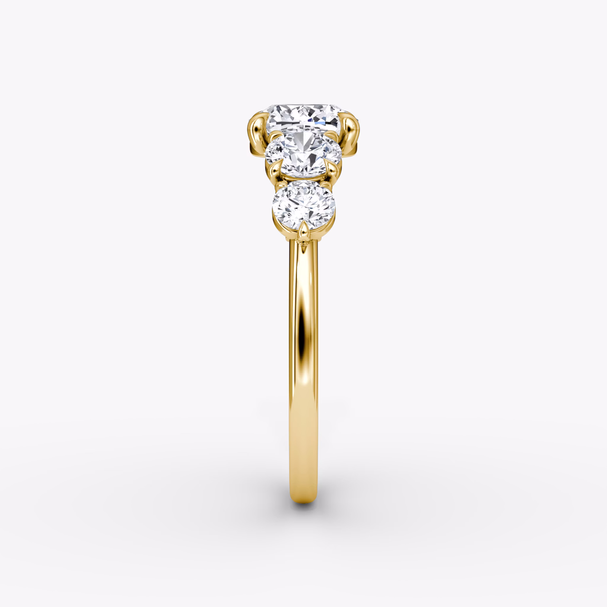 The Signature Five Stone | Cushion | 18k | Yellow Gold | bandAccent: Plain | diamondOrientation: vertical | caratWeight: other