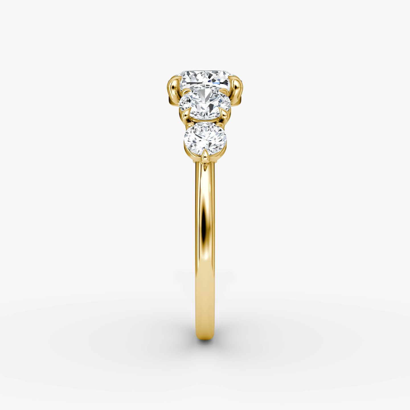 The Signature Five Stone | Cushion | 18k | Yellow Gold | bandAccent: Plain | diamondOrientation: vertical | caratWeight: other