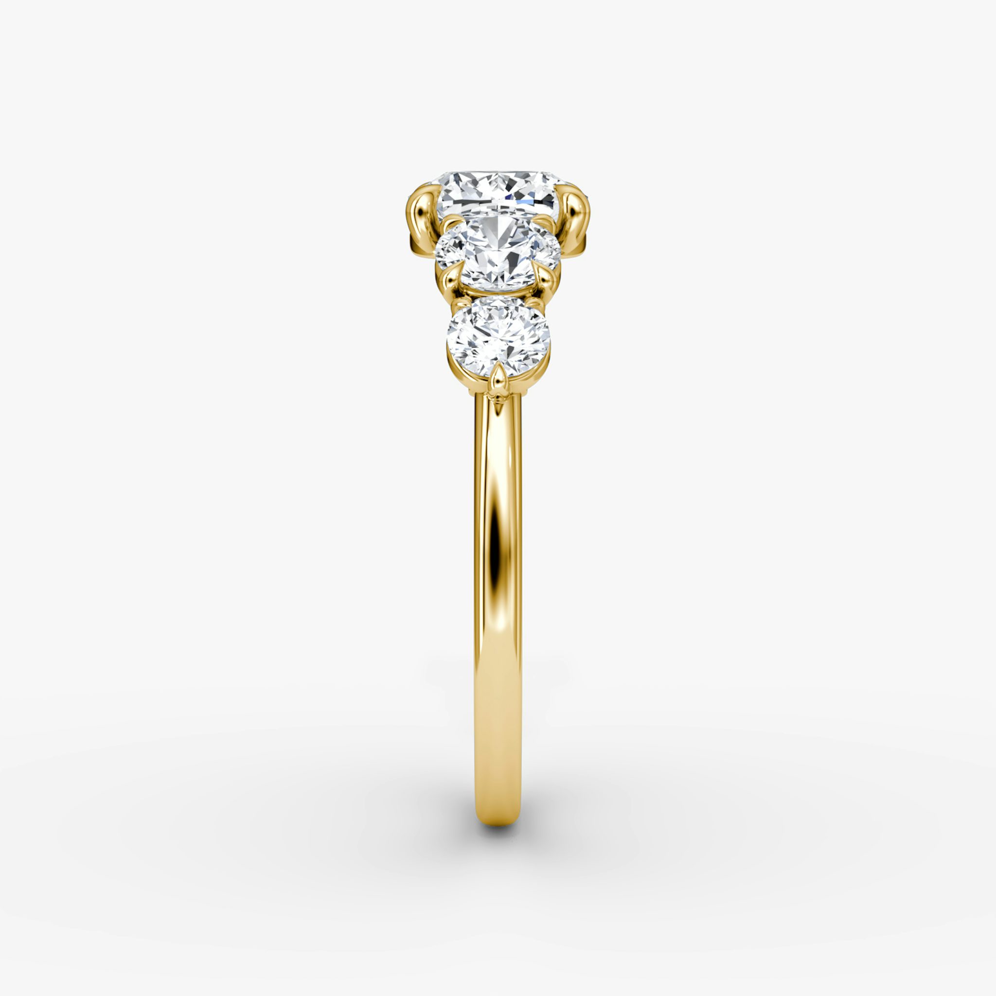 The Signature Five Stone | Cushion | 18k | Yellow Gold | bandAccent: Plain | diamondOrientation: vertical | caratWeight: other