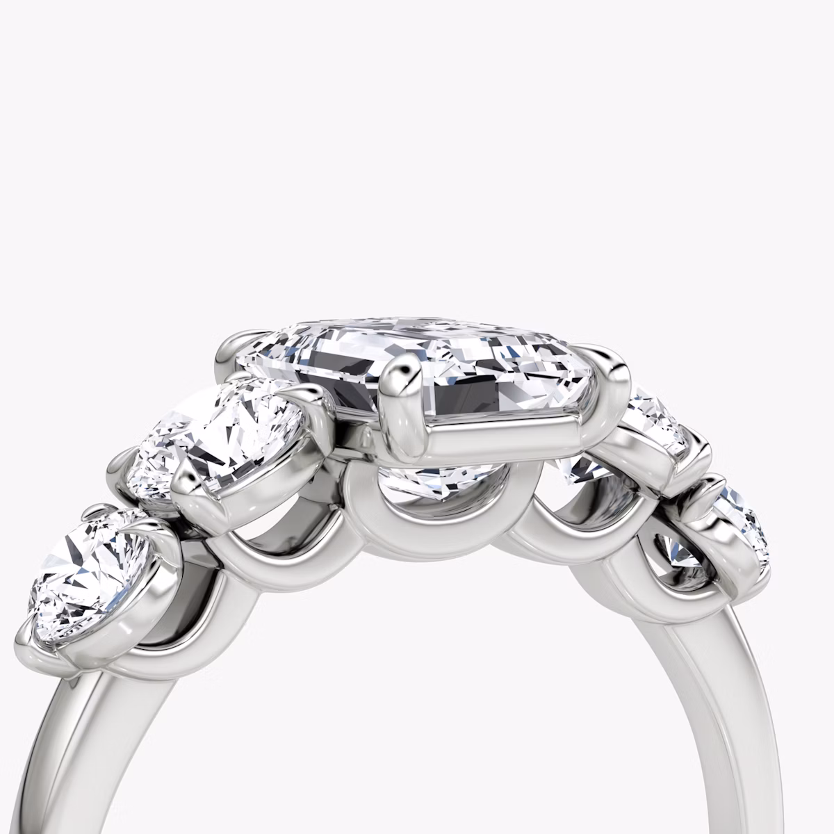 The Signature Five Stone | Emerald | Platinum | bandAccent: Plain | diamondOrientation: vertical | caratWeight: other