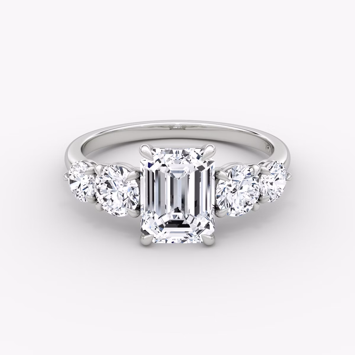The Signature Five Stone | Emerald | Platinum | bandAccent: Plain | diamondOrientation: vertical | caratWeight: other