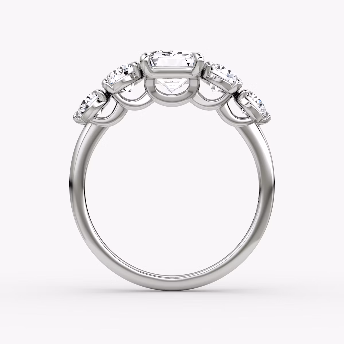 The Signature Five Stone | Emerald | Platinum | bandAccent: Plain | diamondOrientation: vertical | caratWeight: other