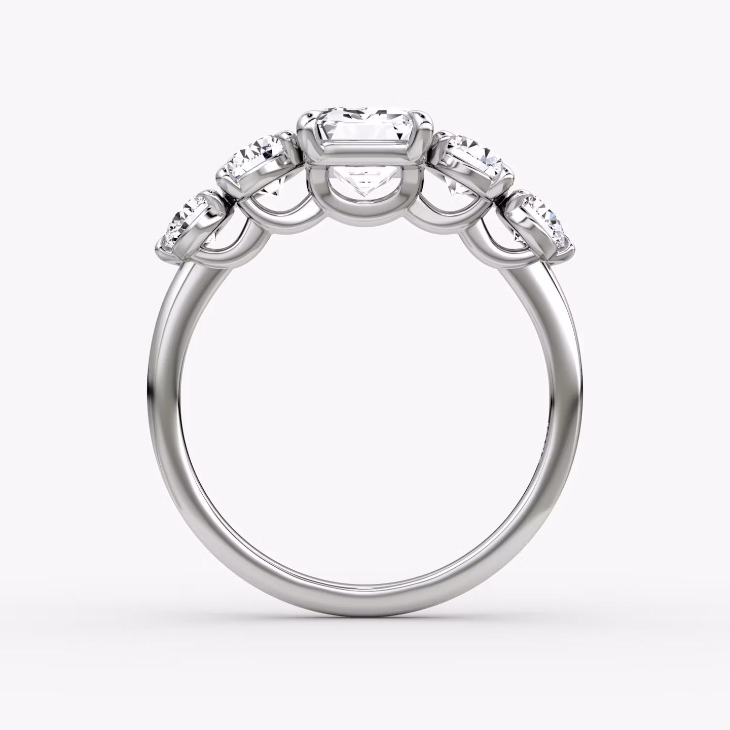 The Signature Five Stone | Emerald | Platinum | bandAccent: Plain | diamondOrientation: vertical | caratWeight: other