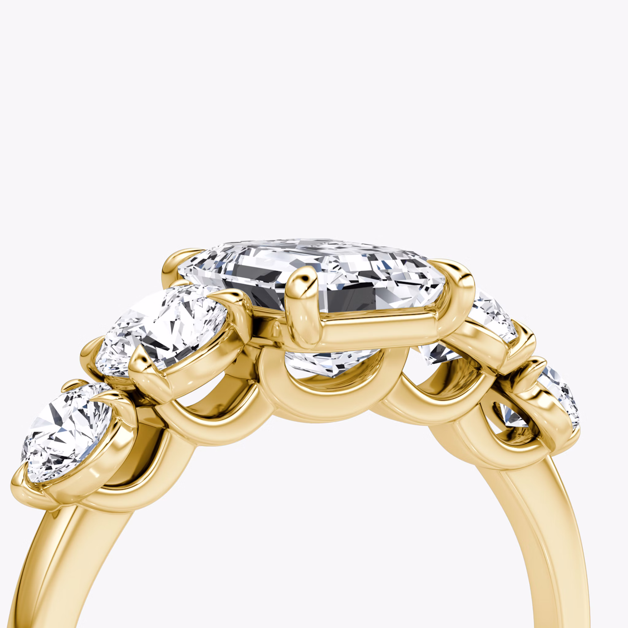 The Signature Five Stone | Emerald | 18k | Yellow Gold | bandAccent: Plain | diamondOrientation: vertical | caratWeight: other