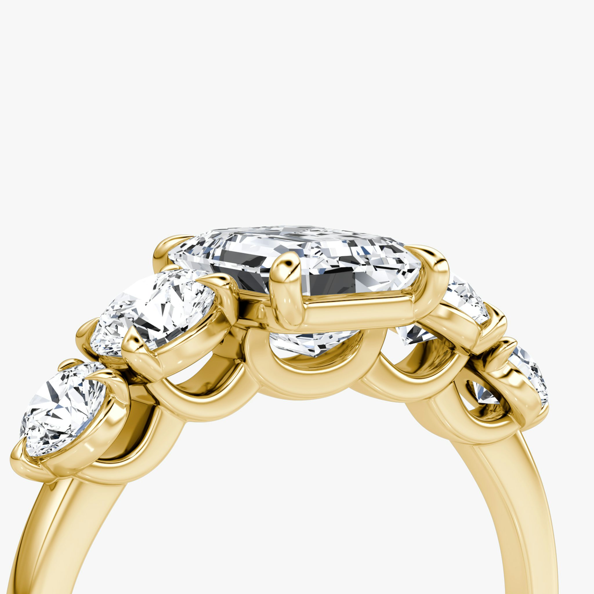 The Signature Five Stone | Emerald | 18k | Yellow Gold | bandAccent: Plain | diamondOrientation: vertical | caratWeight: other