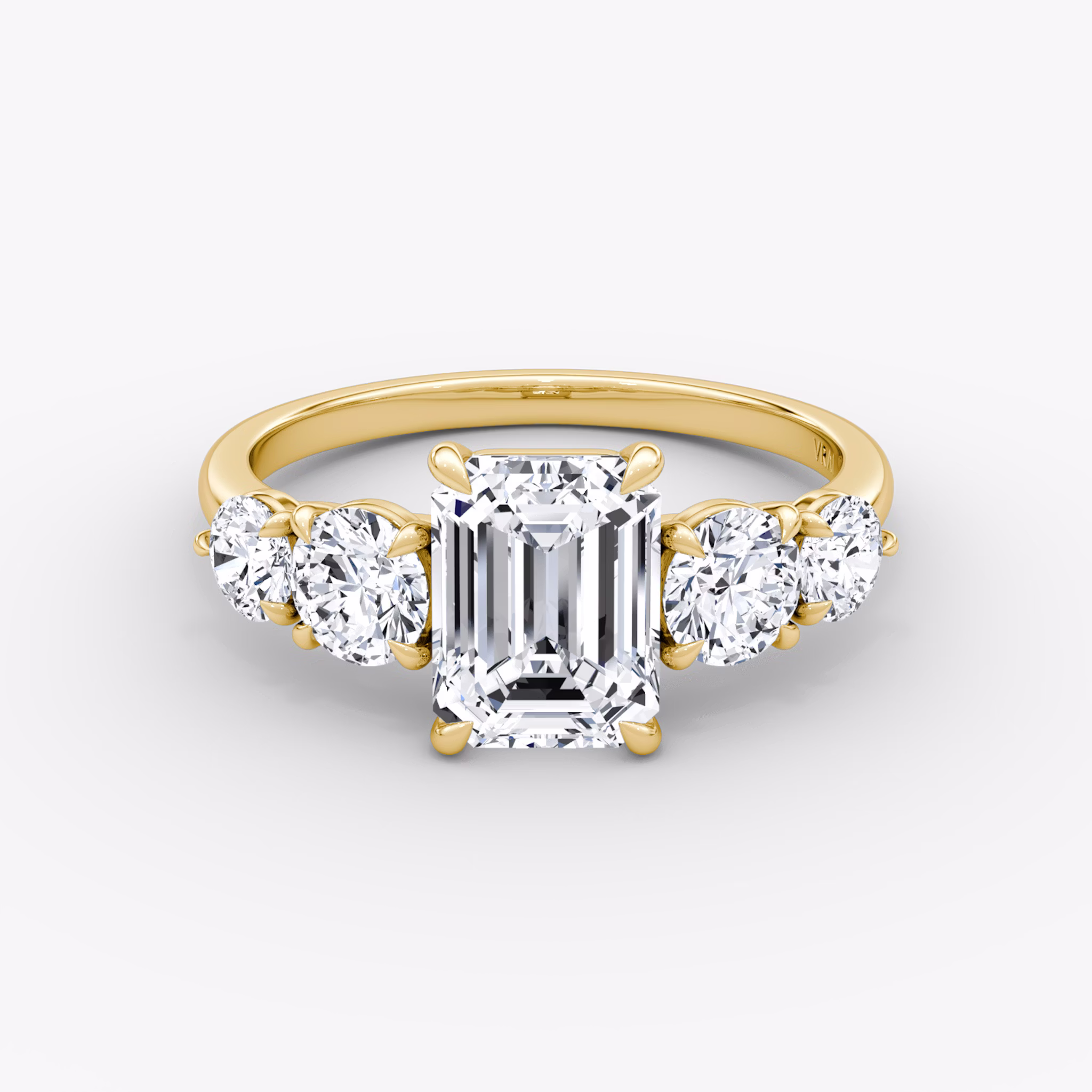 The Signature Five Stone | Emerald | 18k | Yellow Gold | bandAccent: Plain | diamondOrientation: vertical | caratWeight: other