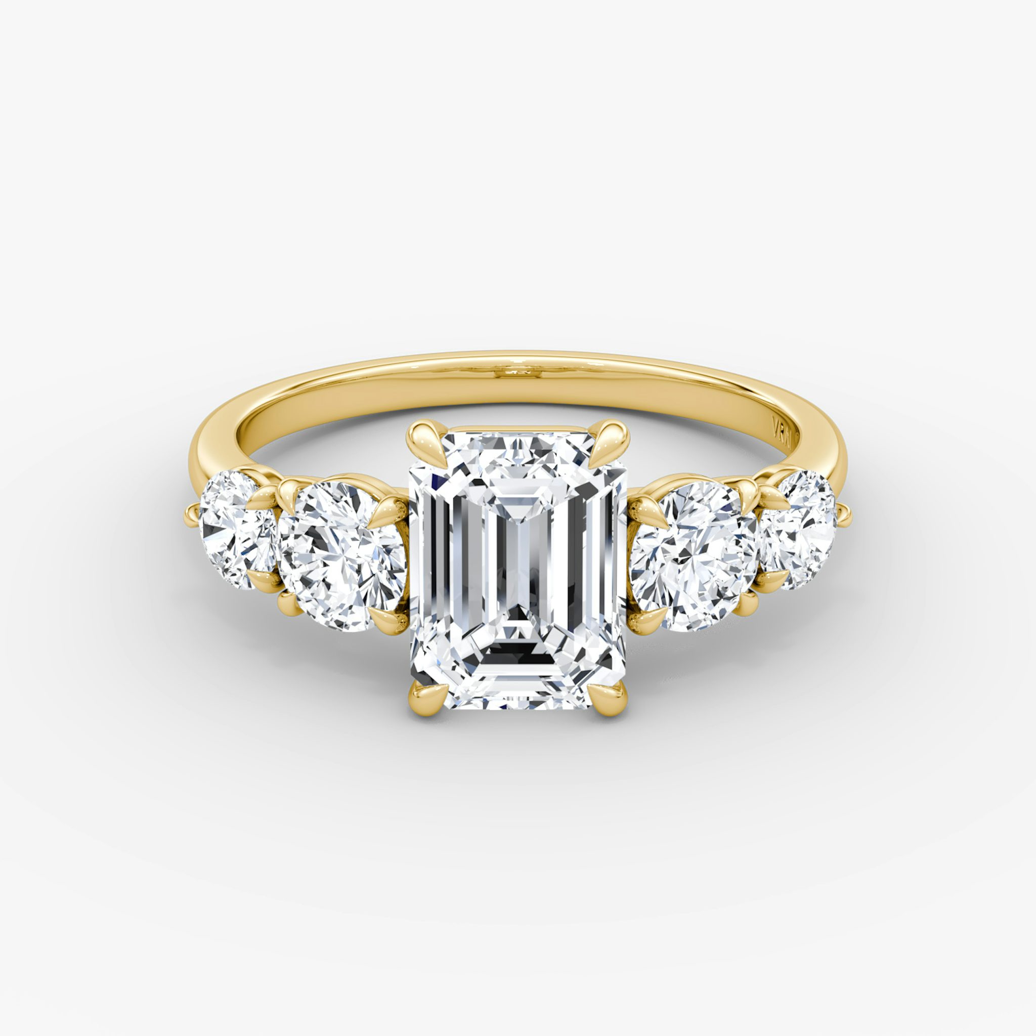 The Signature Five Stone | Emerald | 18k | Yellow Gold | bandAccent: Plain | diamondOrientation: vertical | caratWeight: other