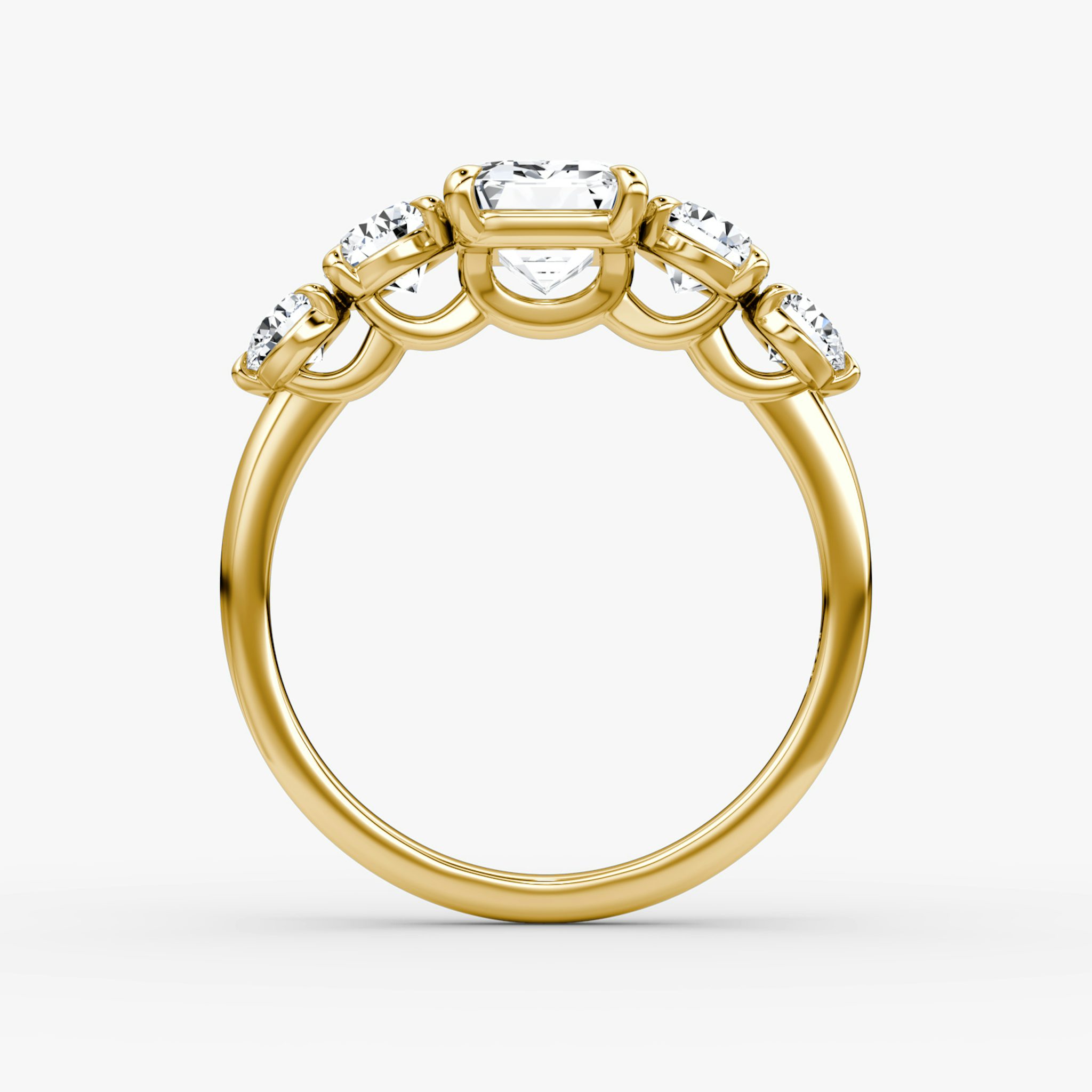 The Signature Five Stone | Emerald | 18k | Yellow Gold | bandAccent: Plain | diamondOrientation: vertical | caratWeight: other