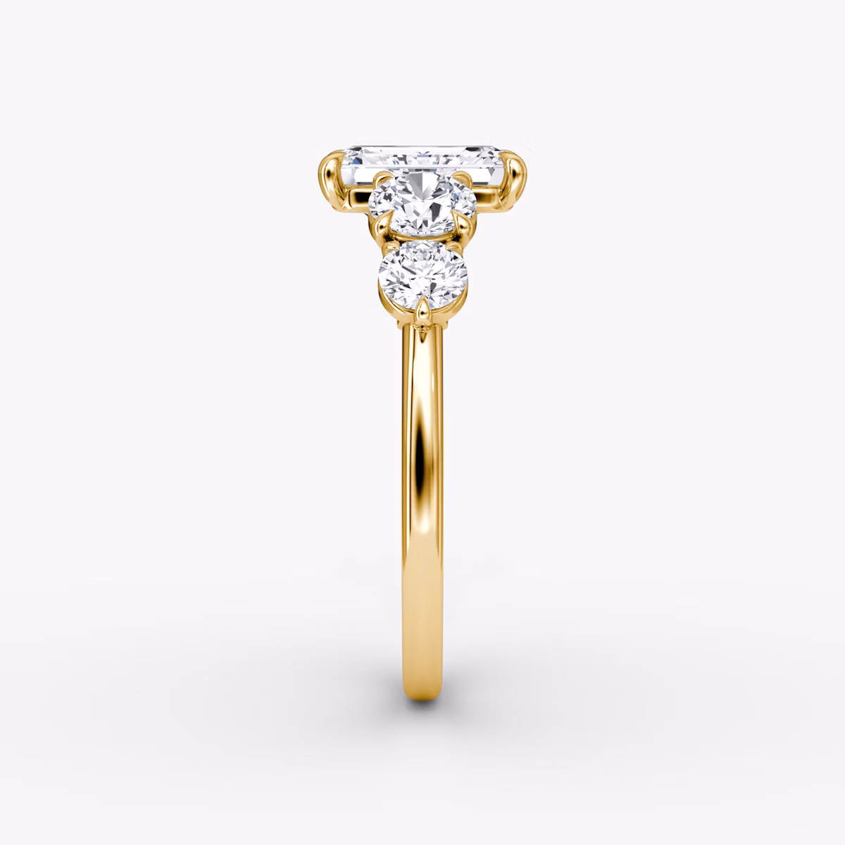 The Signature Five Stone | Emerald | 18k | Yellow Gold | bandAccent: Plain | diamondOrientation: vertical | caratWeight: other