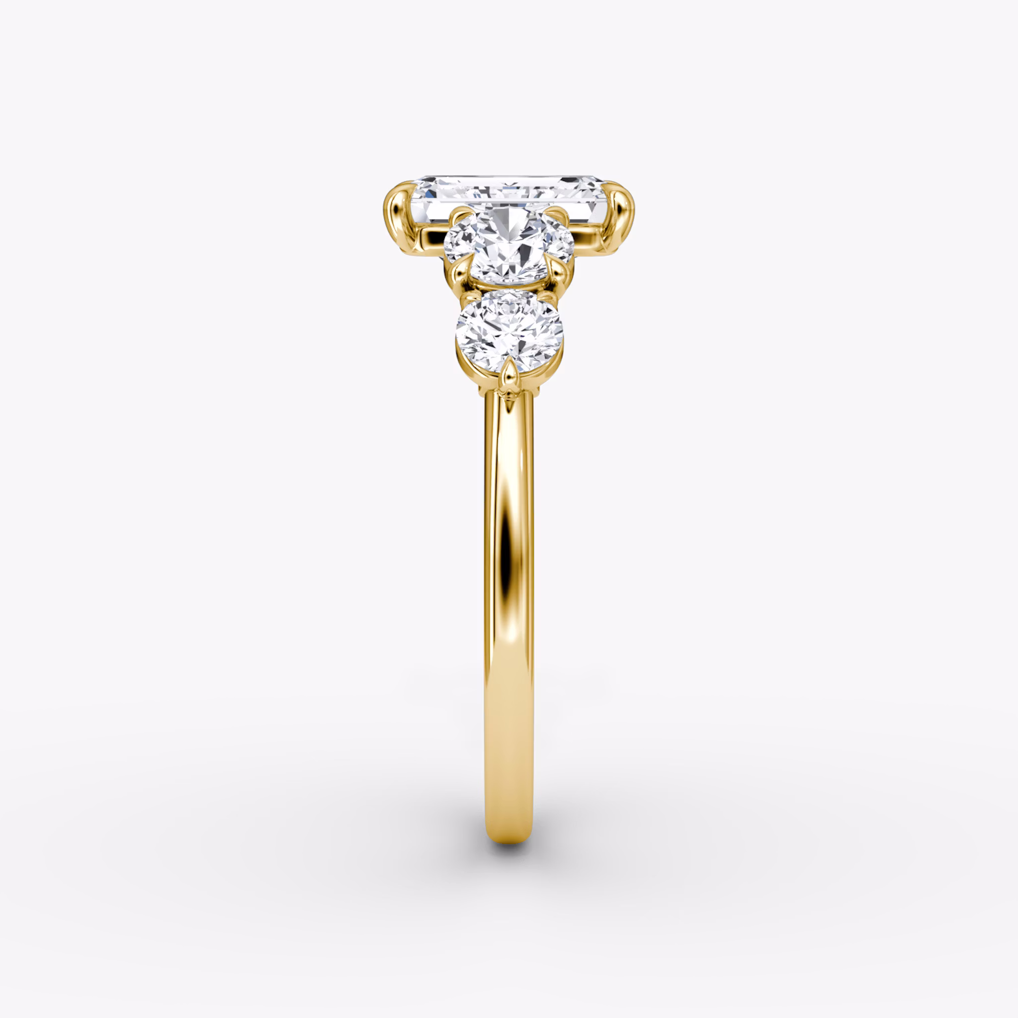 The Signature Five Stone | Emerald | 18k | Yellow Gold | bandAccent: Plain | diamondOrientation: vertical | caratWeight: other