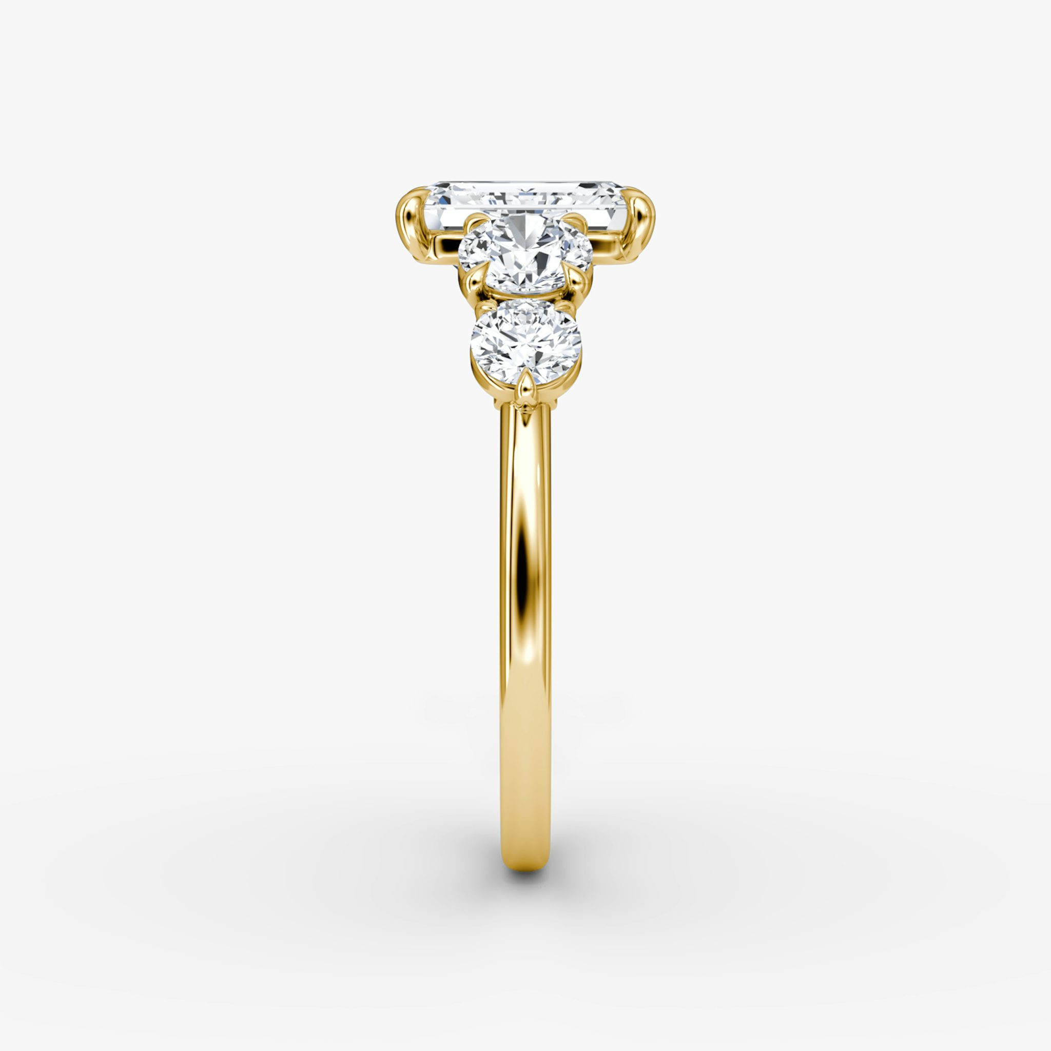 The Signature Five Stone | Emerald | 18k | Yellow Gold | bandAccent: Plain | diamondOrientation: vertical | caratWeight: other